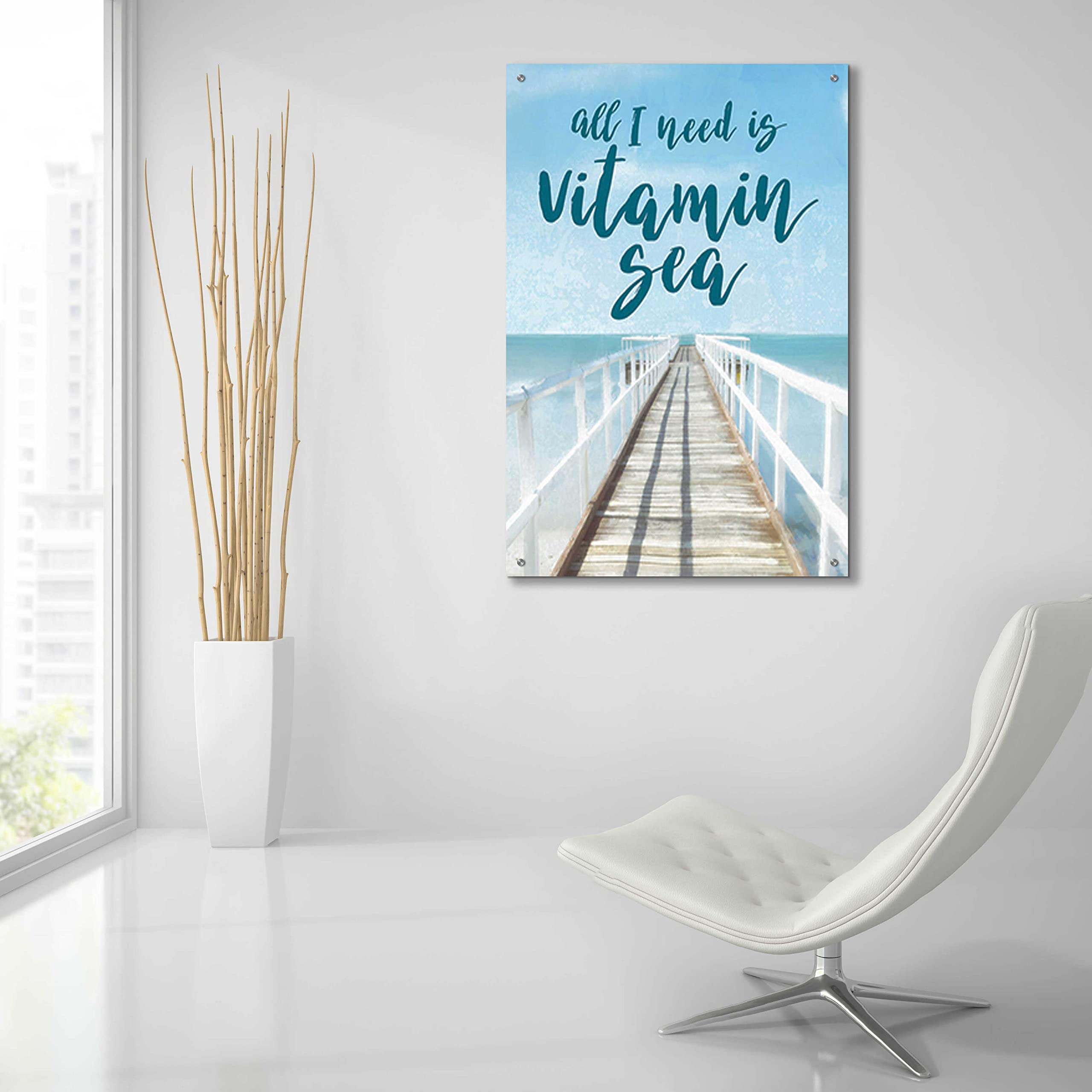 Cloverfield & Co. 'Vitamin Sea' Acrylic Glass Wall Art - 24x36 Inches, Vibrant Ocean Painting for Living Room, Bedroom & Office Decor