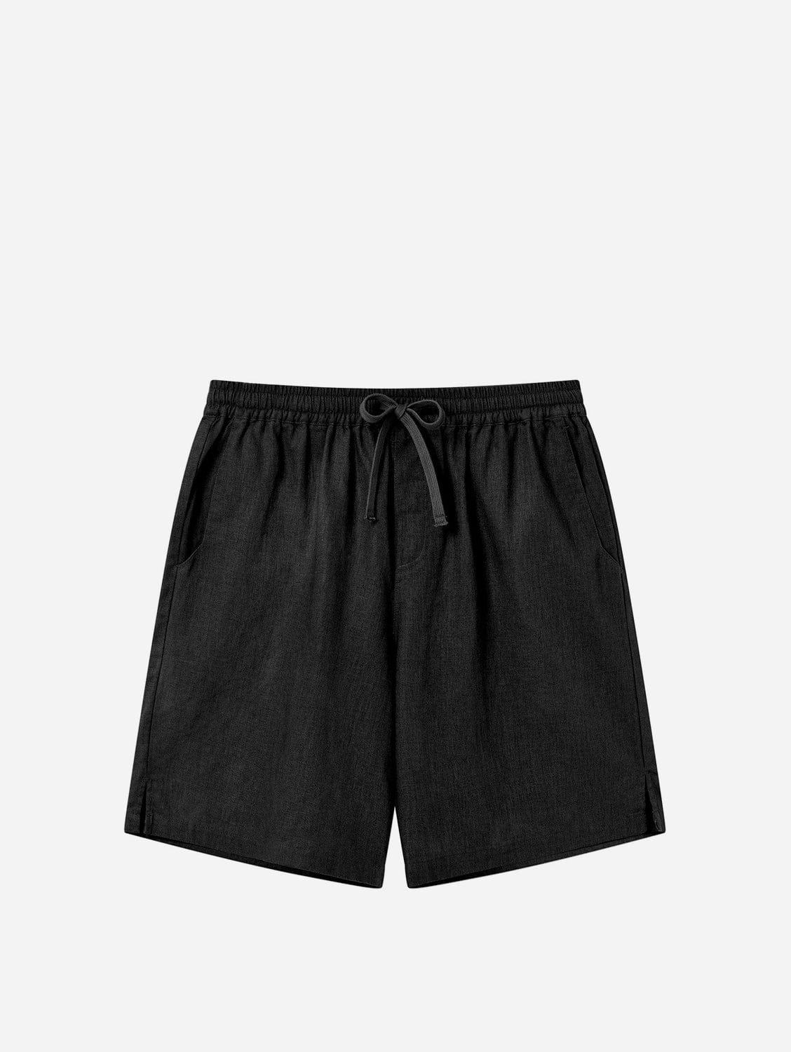 Premium Jerry Men's Organic Linen Cotton Shorts - Breathable & Comfortable Summer Casual Shorts for Outdoor Activities, Travel, and Beach Wear (Black)