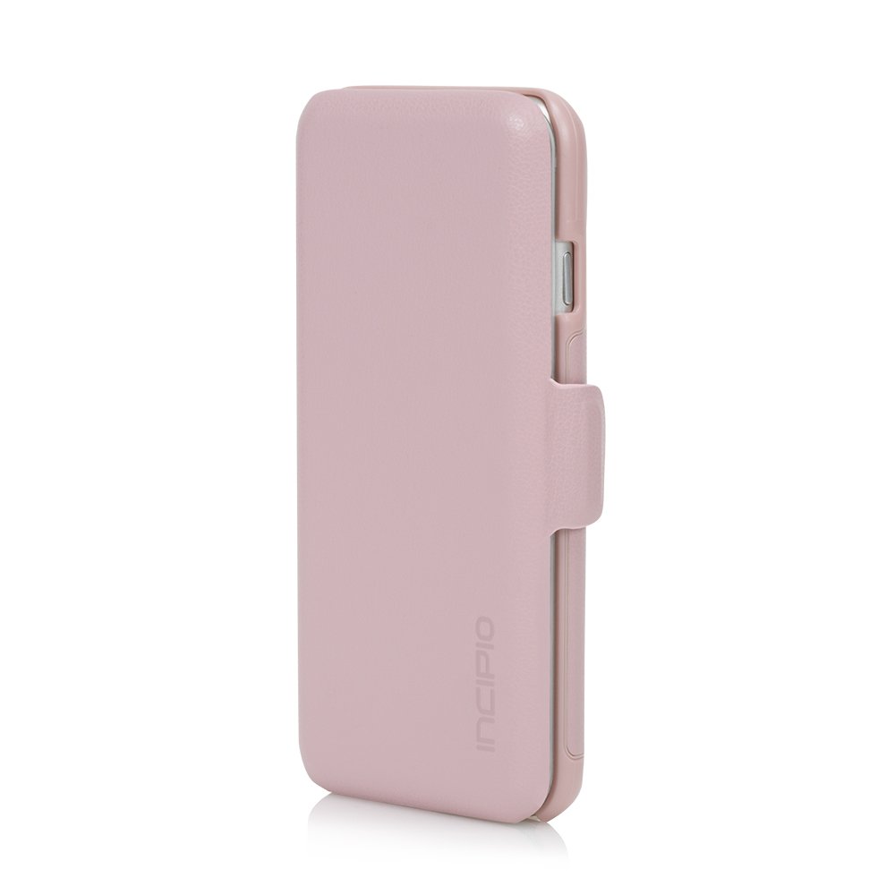 Incipio Vegan Leather Wallet Folio Case for iPhone 7 - Slim Credit Card Holder & Protective Cover (Blush Pink) | Perfect for Everyday Use, Business Travel & Hands-Free Convenience