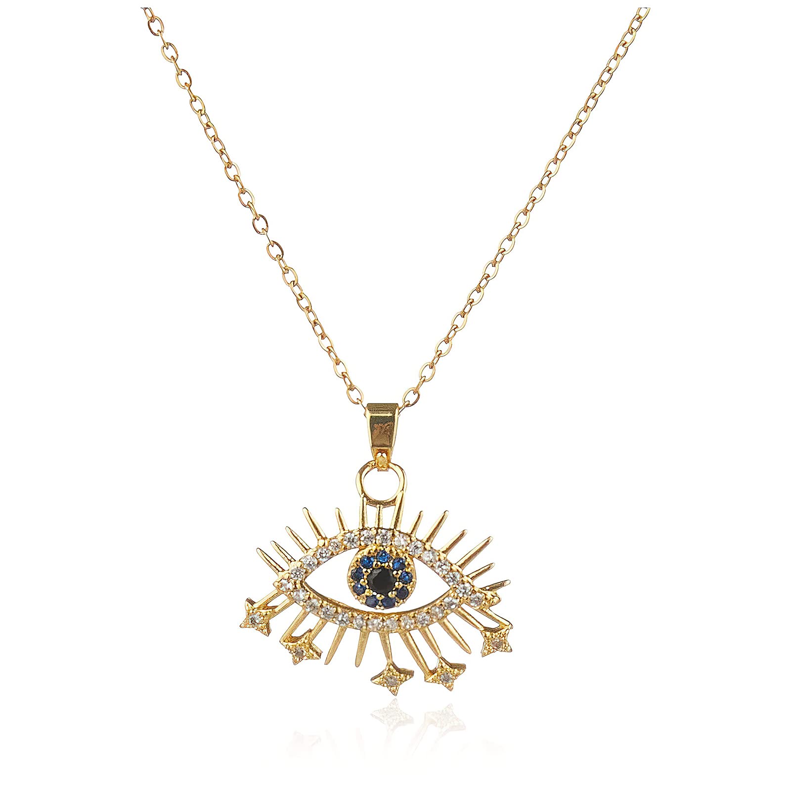 Evil Eye Necklace for Women - 14K Gold Plated Personalized Cz Pendant Jewelry - Best Gift for Valentine's Day, Birthday, Mother's Day, Anniversary & Christmas - Perfect for Everyday Wear, Office, Date Night & Special Occasions
