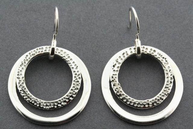 Sterling Silver 2 Loop Textured Earrings for Women - Elegant Boho Hoop Earrings for Everyday Wear & Special Occasions