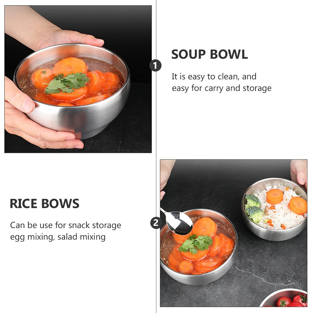Cabilock 2-Pack Stainless Steel Bowls - Heat Resistant, Anti-Scald Serving Bowls for Soup, Noodles, Rice & Salad | Perfect for Kitchen, Dining & Outdoor Use