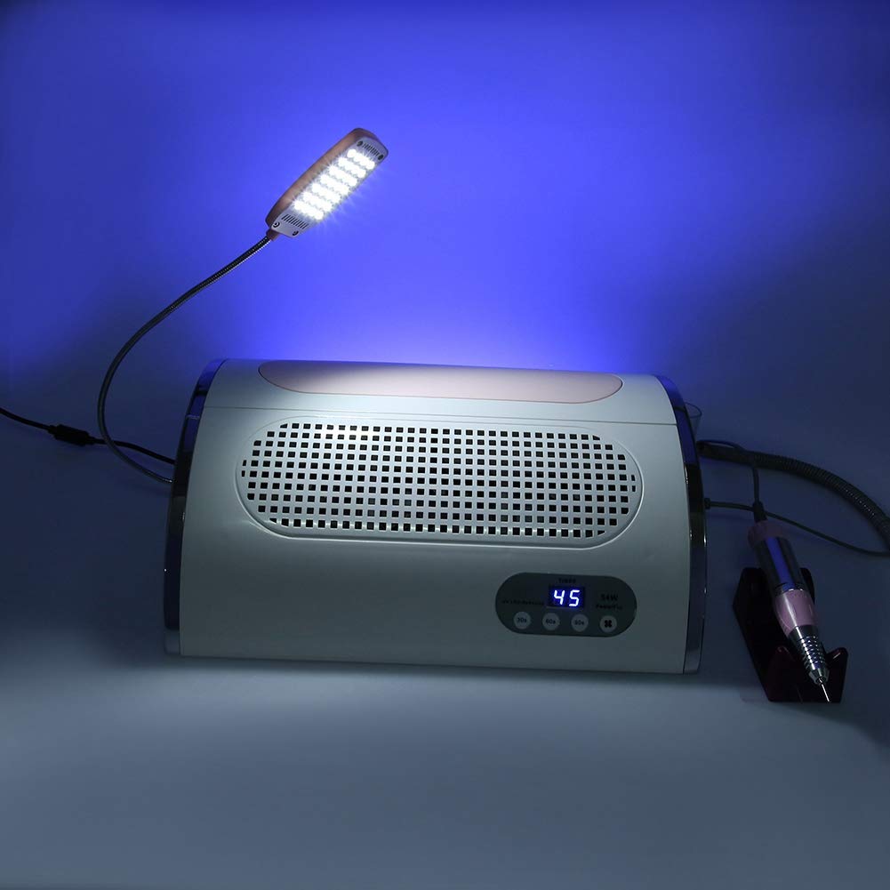 3 in 1 Nail Dryer Vacuum Cleaner with UV Curing, Dust Extraction Fan & LED Light - Professional Manicure Dust Collector Tool for Home & Salon Nail Art Design