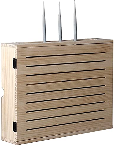 Wireless WiFi Router Storage Box - Solid Wood Wall Mounted Network Shelf for TV Cabinet & Bedroom, 34cm Inner Diameter - Perfect for Home & Office WiFi Shielding & Decoration