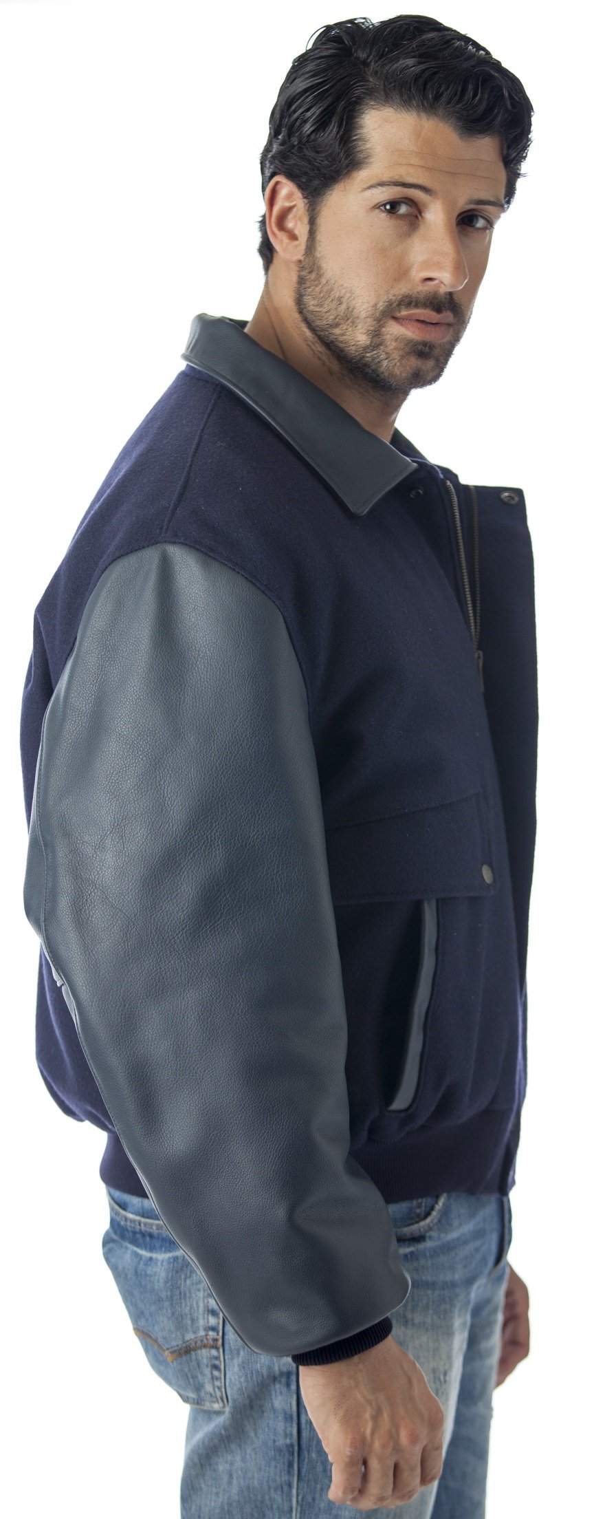 REED Men's Genuine Leather & Wool Bomber Jacket - Made in USA - Classic Aviator Style for Winter & Fall Fashion - Perfect for Casual Outfits, Travel & Outdoor Adventures