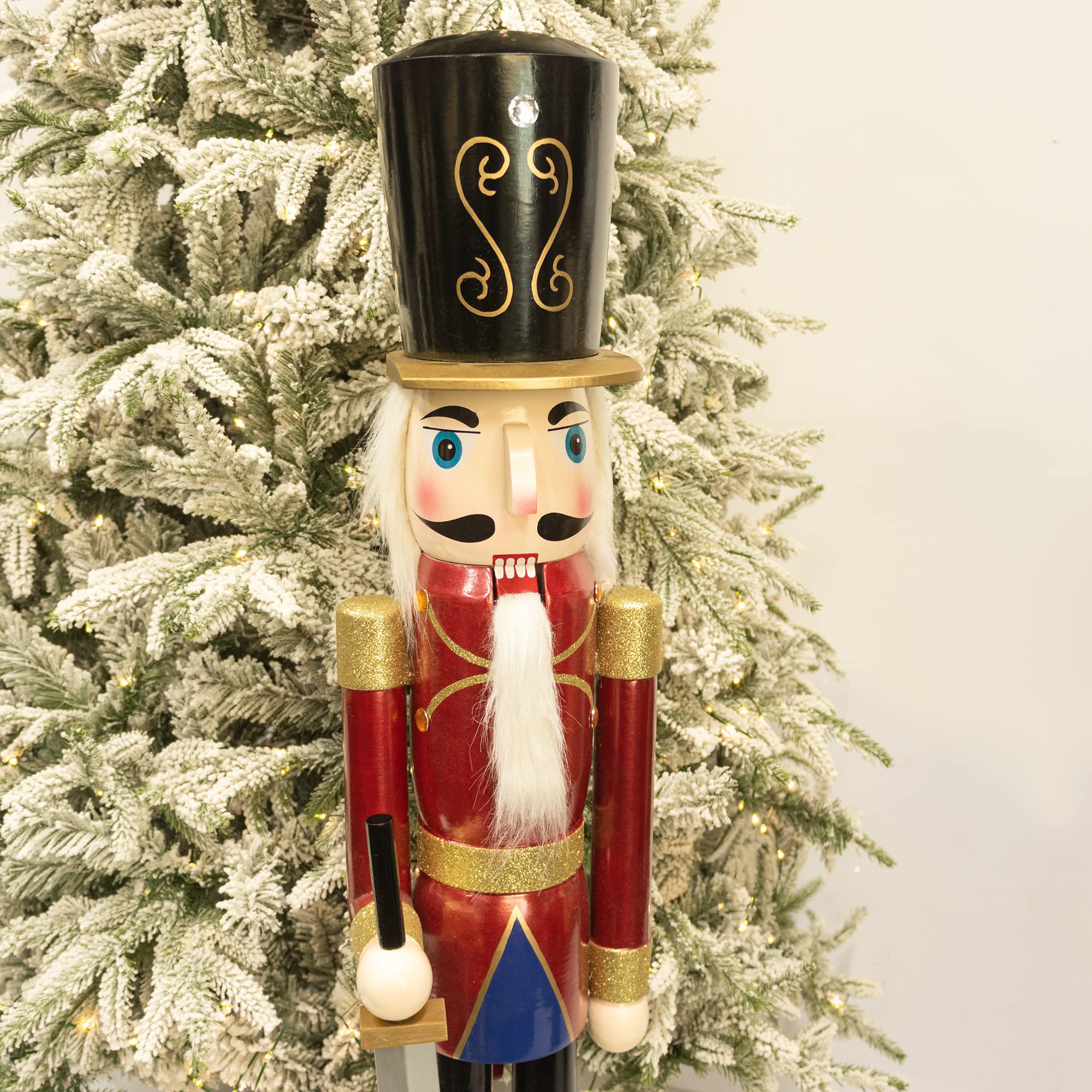 4ft Large Wooden Christmas Nutcracker Soldier Figurine - Holiday Decor for Front Door, Christmas Tree, Mantel & Fireplace - KI Store - Perfect for Festive Home & Office Decorations