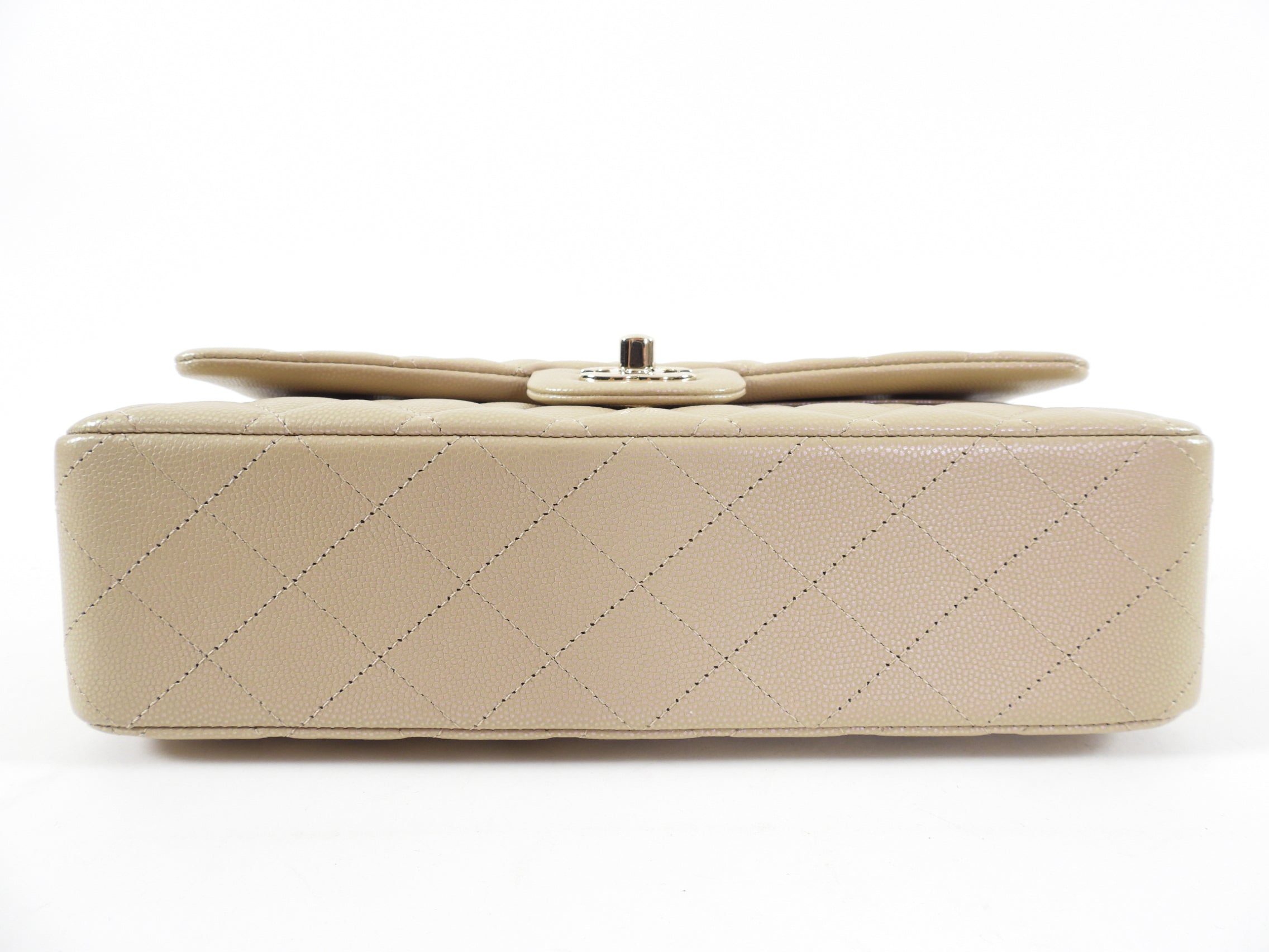 Chanel 21S Beige Iridescent Classic Medium Double Flap Caviar Gold Hardware Bag - Luxury Handbag for Women, Perfect for Parties & Special Occasions