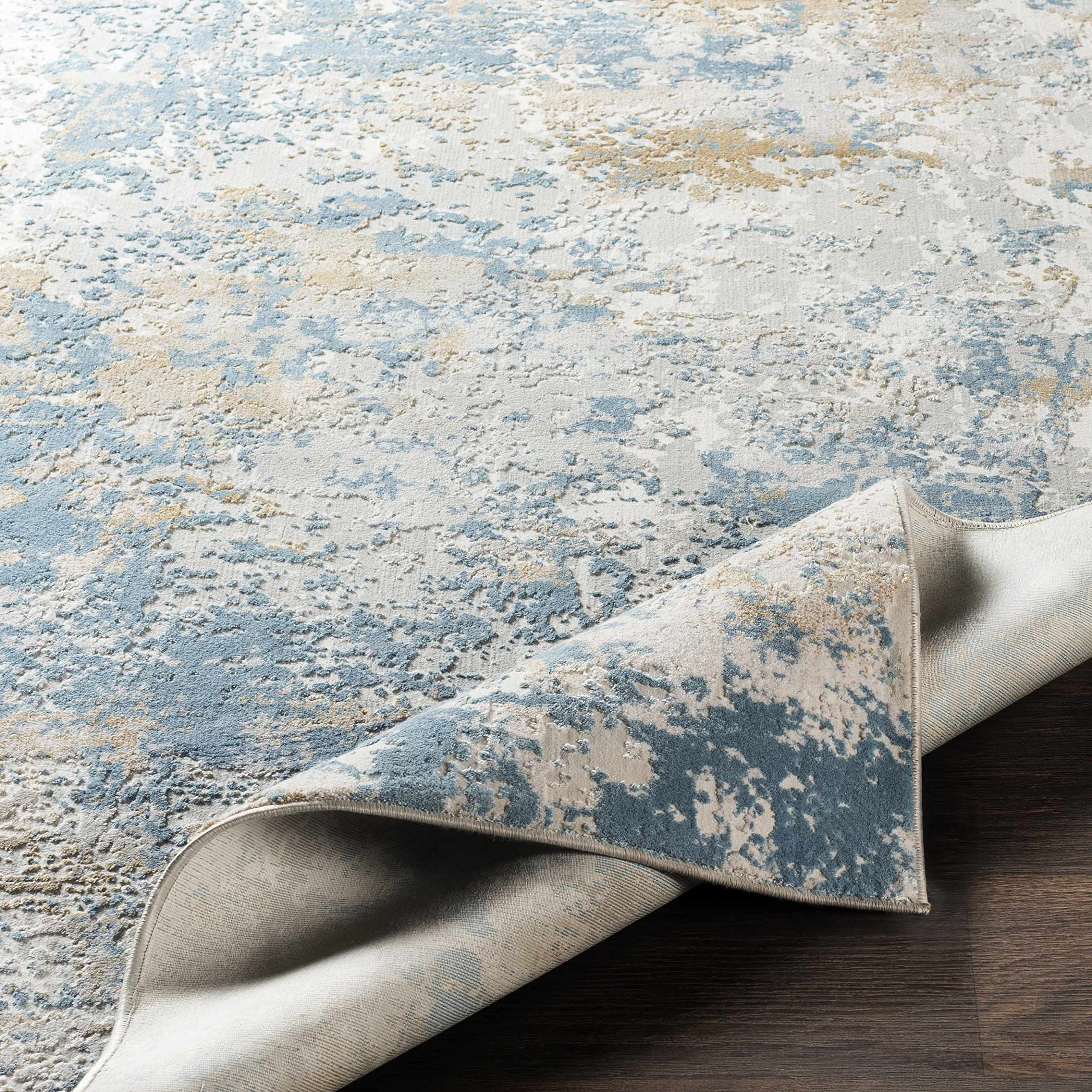 Hauteloom Hawes Modern Area Rug 12' x 15' - Soft Gray, Brown, Blue - Perfect for Living Room, Bedroom, Office - Washable & Durable Home Decor
