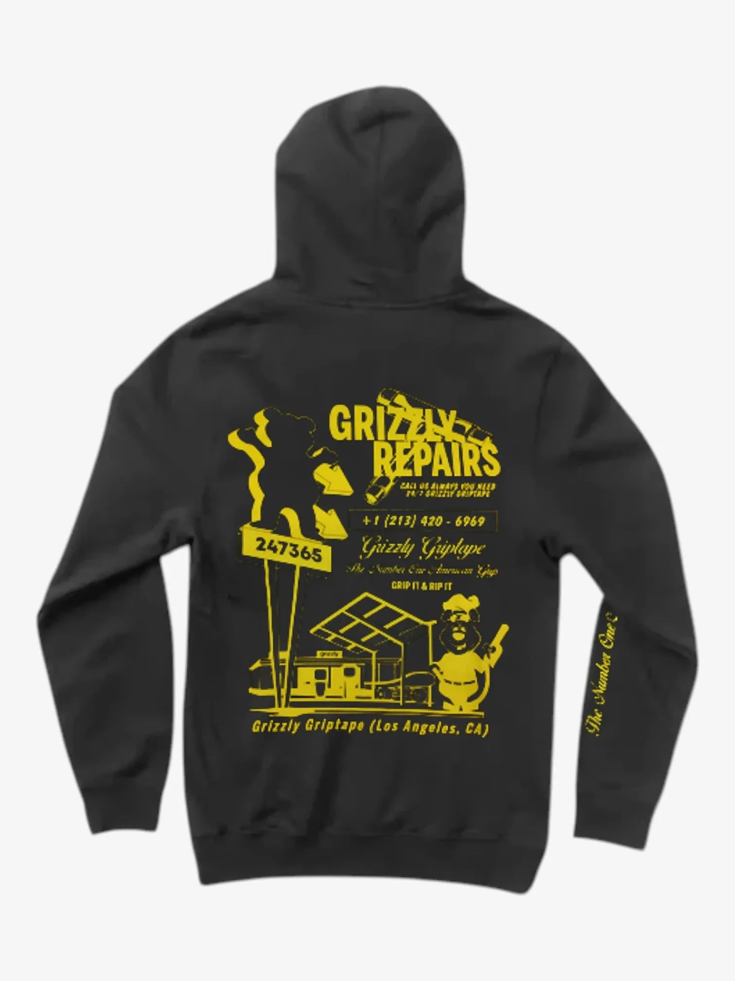 Grizzly Repairs Black Hoodie - Men's Winter Warm Fleece Pullover for Outdoor Activities & Casual Wear
