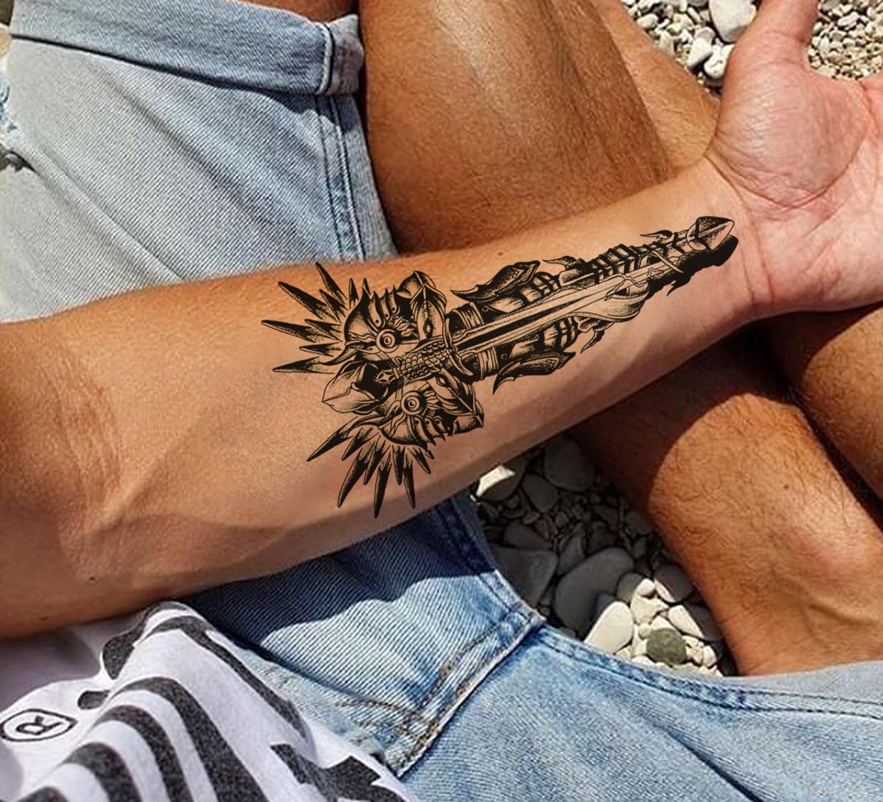 Waterproof Temporary Tattoo Stickers for Men & Women - 3D Realistic Flowers, Butterflies, Stars, Angels, Wolves & Armband Designs (21x12cm) | Perfect for Parties, Halloween Costumes & Fashion Accessories