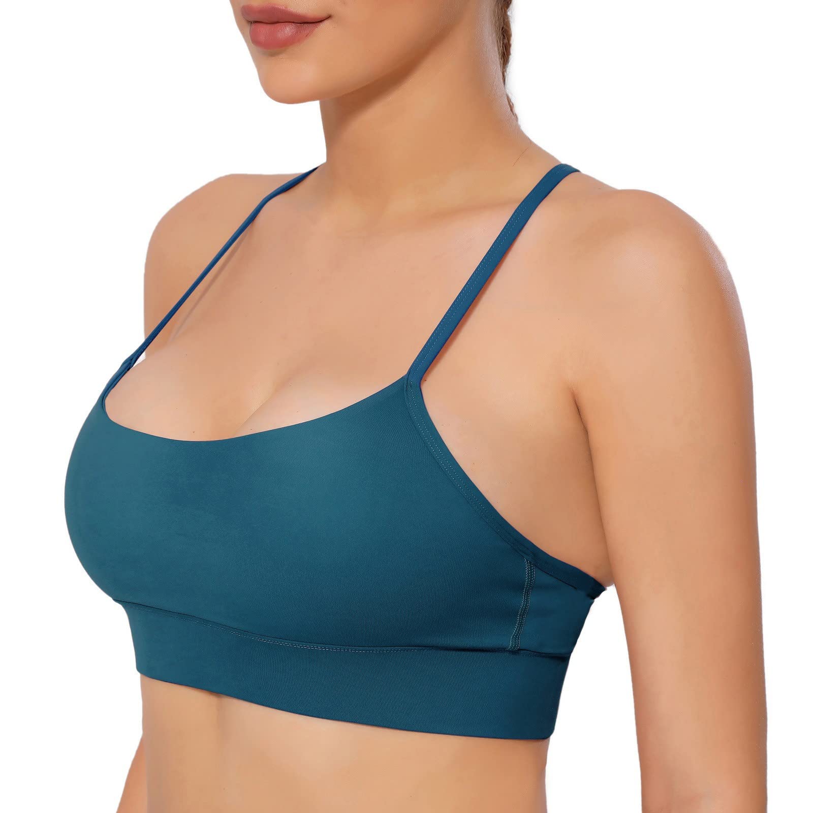 Women's Criss-Cross Back Sports Bras - Padded Shockproof Low Impact Workout Top for Yoga, Fitness & Running | Breathable Cropped Tank Tops for Gym, Home Exercise & Active Lifestyle