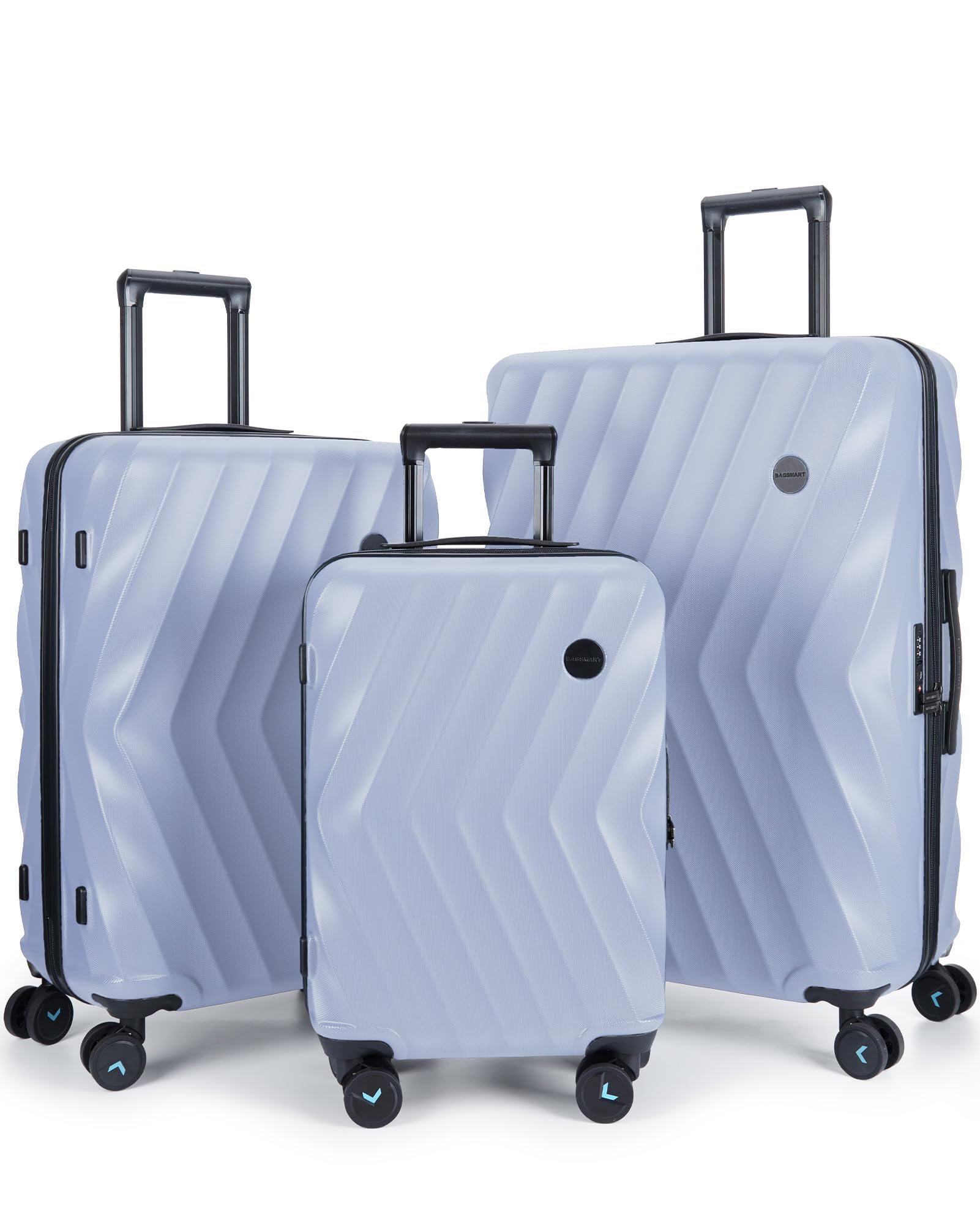 BAGSMART 3-Piece Hardside Luggage Set with Spinner Wheels & TSA Lock - 20/24/28 Inch Lightweight Suitcases for Family Travel (Purple) - Perfect for Airplane Carry-On & Checked Baggage, Business Trips & Vacation Getaways