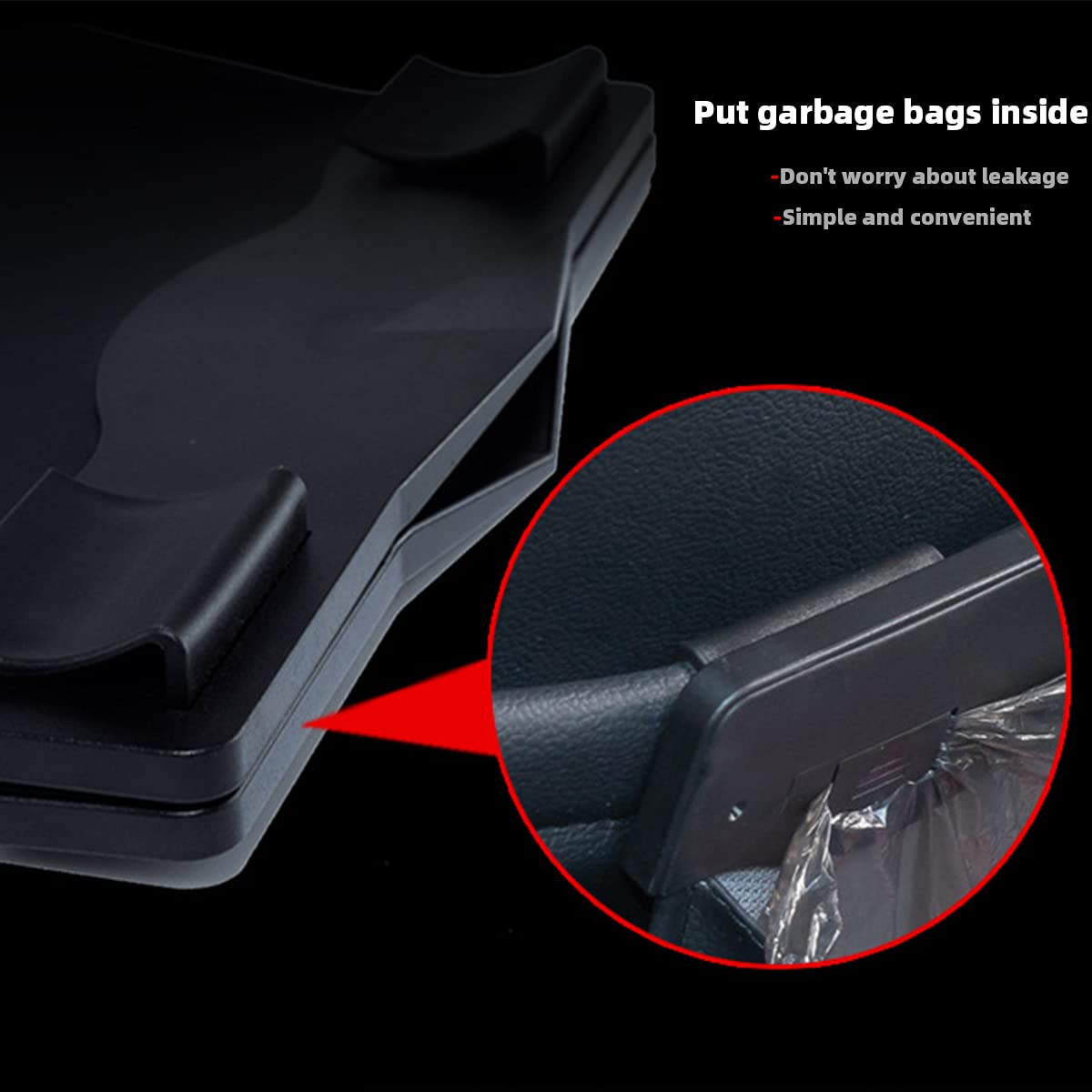 Premium Car Leather Trash Bag - Smart LED Waterproof Organizer & Storage Garbage Can for Vehicles (Black) | Ideal for Road Trips, Commuting & Keeping Your Car Clean