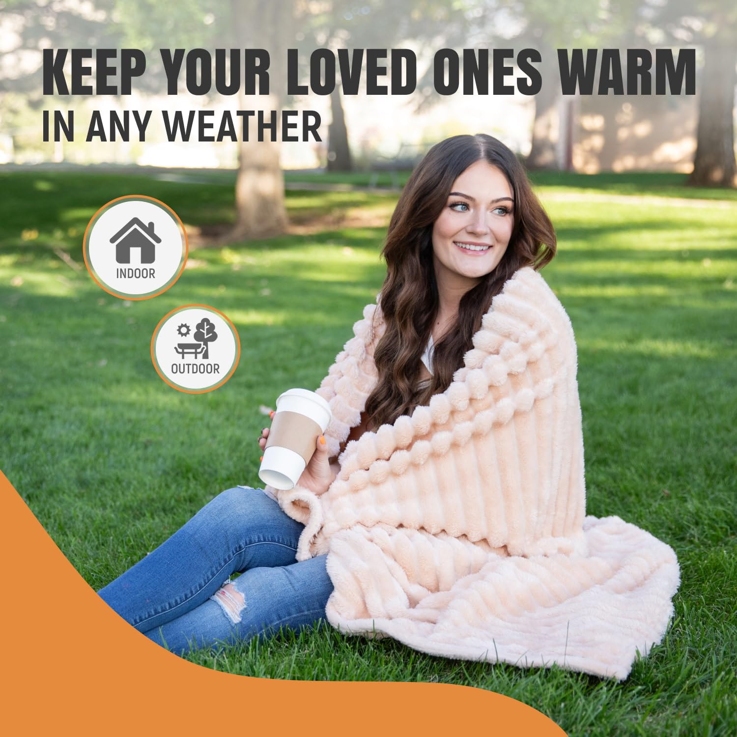 Premium Plush Soft Fleece Throw Blanket 50x60 Inches - Ultra Cozy Beige Blanket for Couch, Bed & Home Decor - Perfect for Living Room, Bedroom, Office - Ideal Gift for Men & Women - Great for Snuggling, Lounging & Winter Warmth