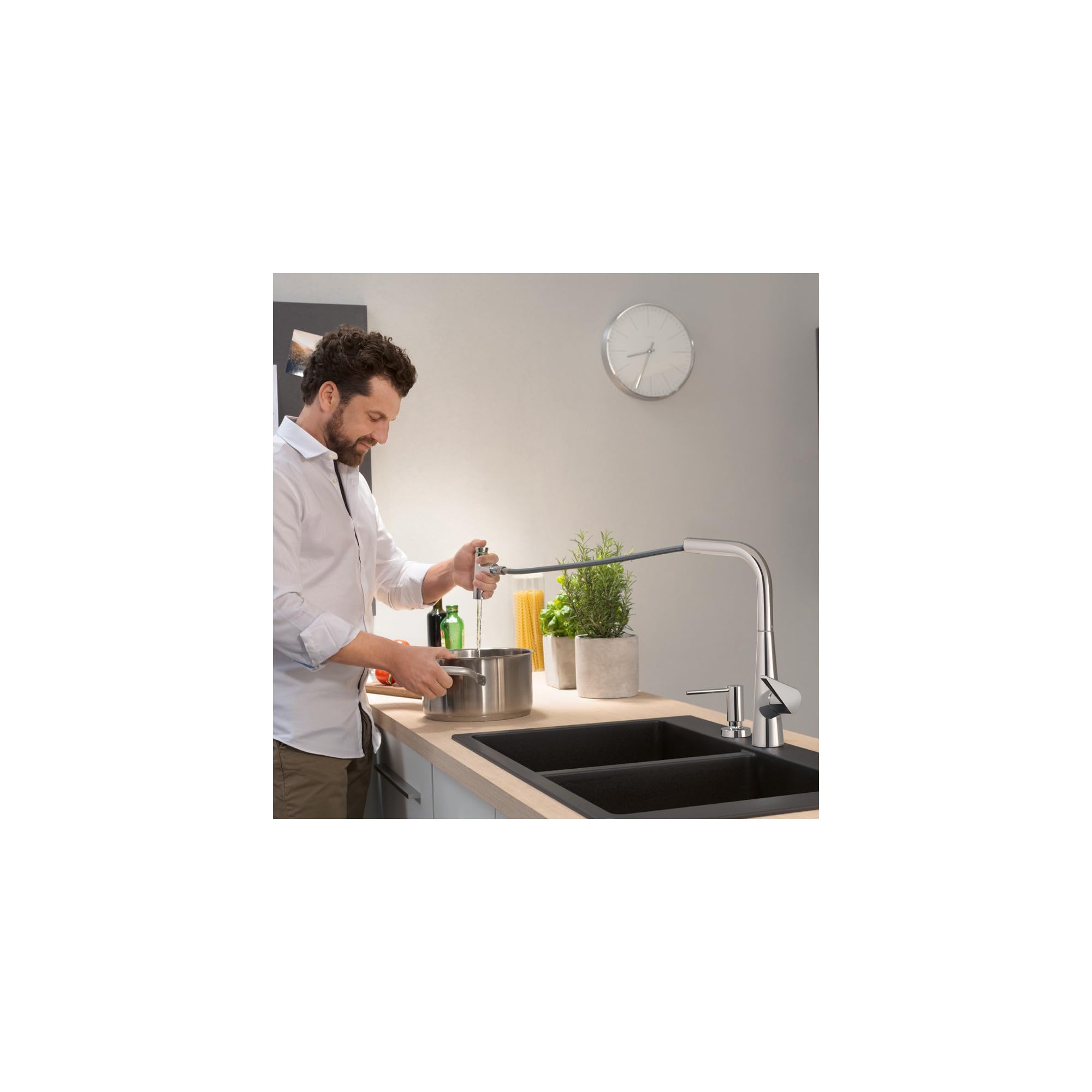 Hansgrohe Talis Select S Chrome Single-Handle Pull-Out Sprayer Kitchen Faucet - Modern Chrome Finish for Easy Cleaning & Food Prep (Model 72823001) | Perfect for Home Kitchens, Restaurants & RV Sinks