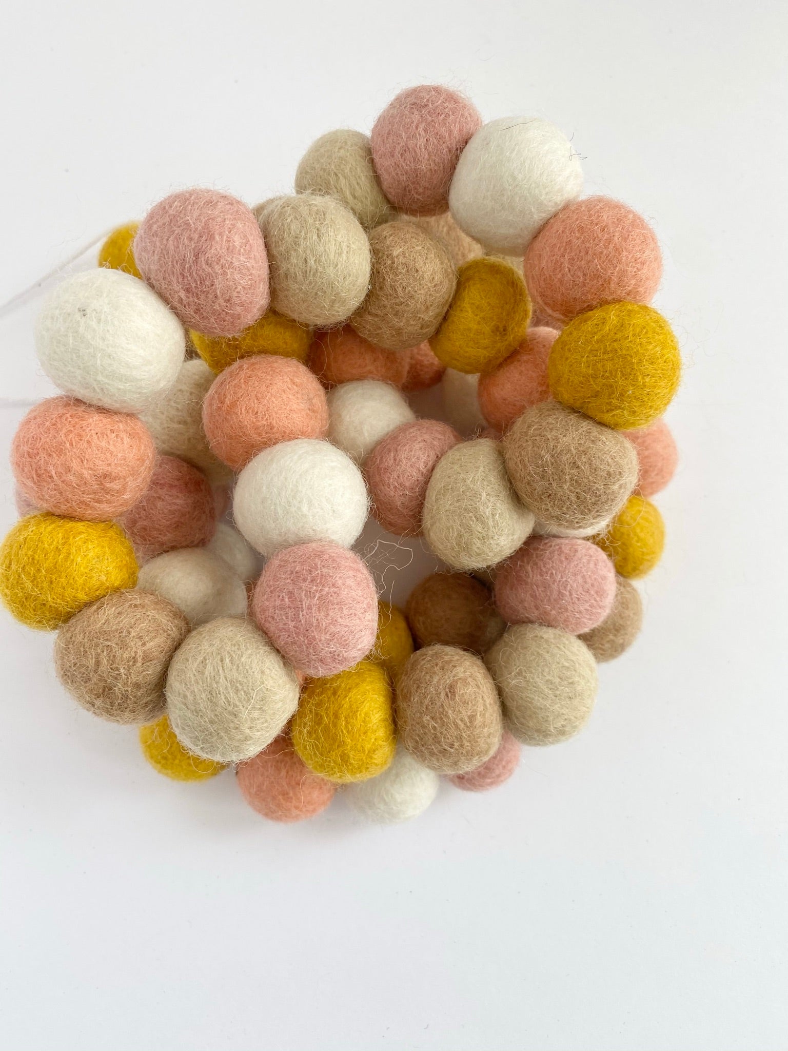 Soft Pink & Gold Felt Ball Garland - 6ft Decorative Party Backdrop for Baby Showers, Weddings & Nursery Decor