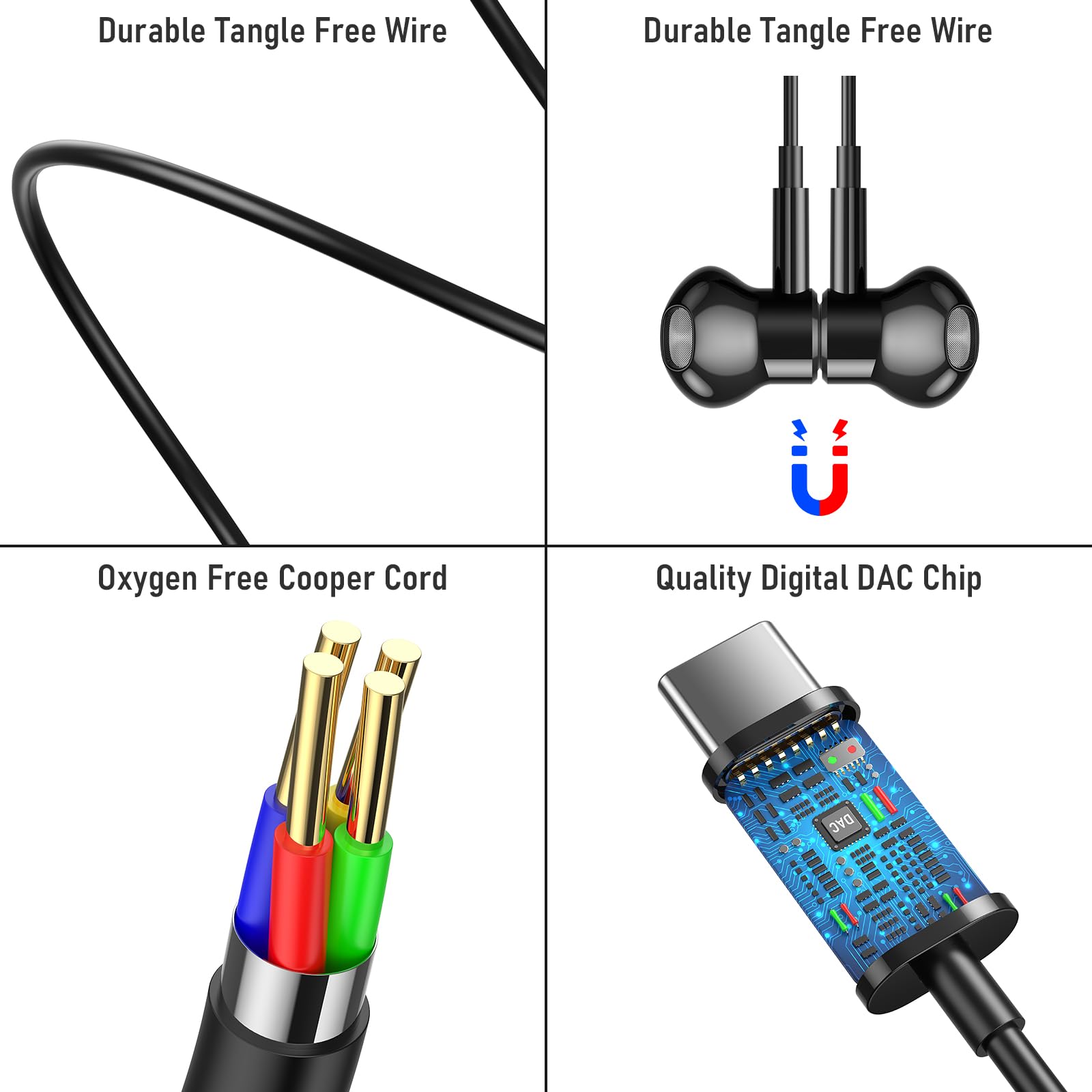 **Magnetic Wired Earbuds with 3.5mm Plug - Noise Canceling HiFi In-Ear Headphones for Kindle Fire HD 10/8/8 Plus/7, Chromebook, PC, Laptop & Samsung Galaxy A15 5G - Perfect for Work, Travel & Gaming**