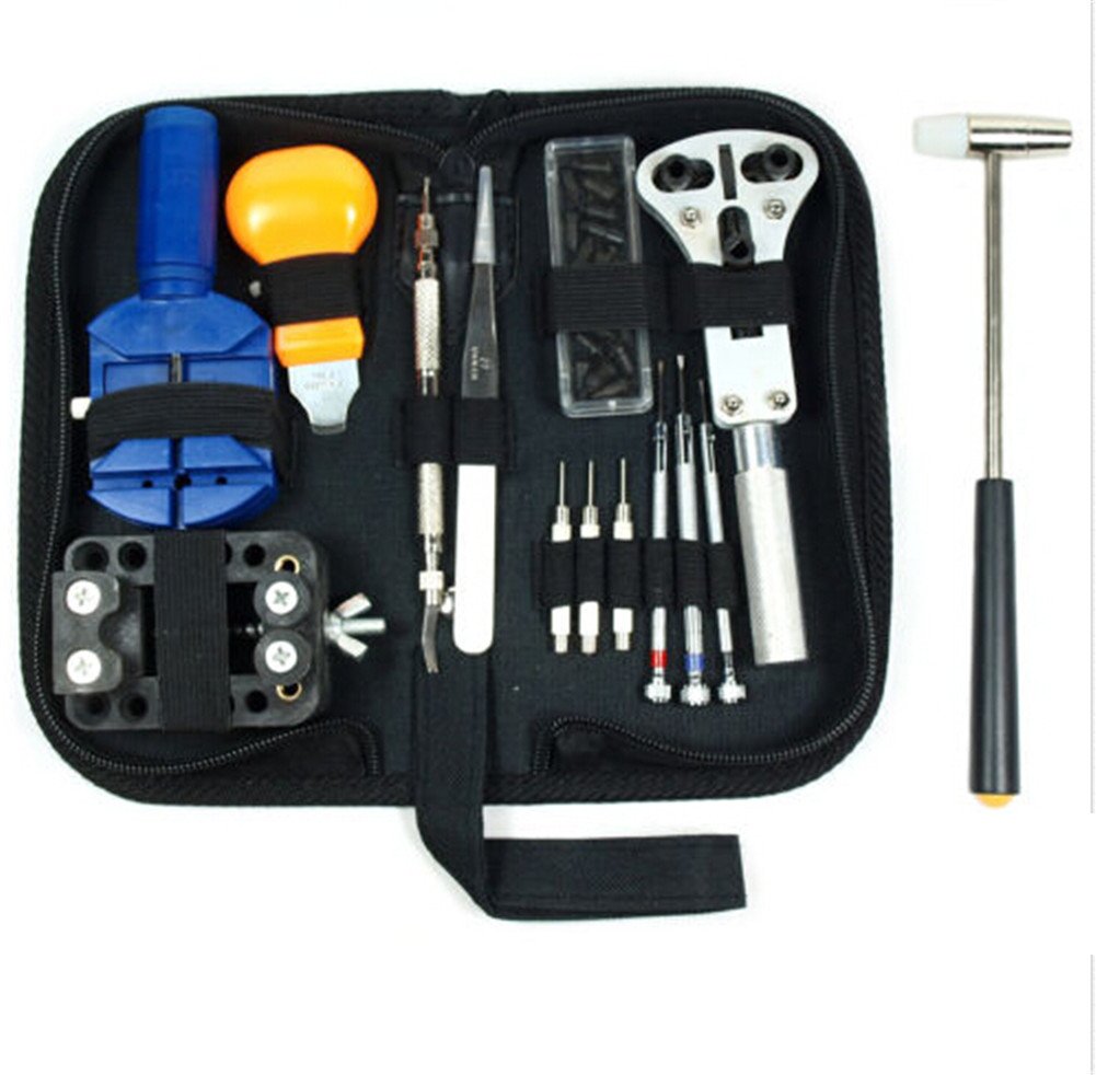 Professional Watch Repair Tool Kit - Adjustable Link Band Set with Escorpion Pins, Hammer Head & Watch Pins (14-Piece) for Watchmakers & DIY Enthusiasts | Perfect for Watch Band Resizing, Link Removal & Watch Maintenance