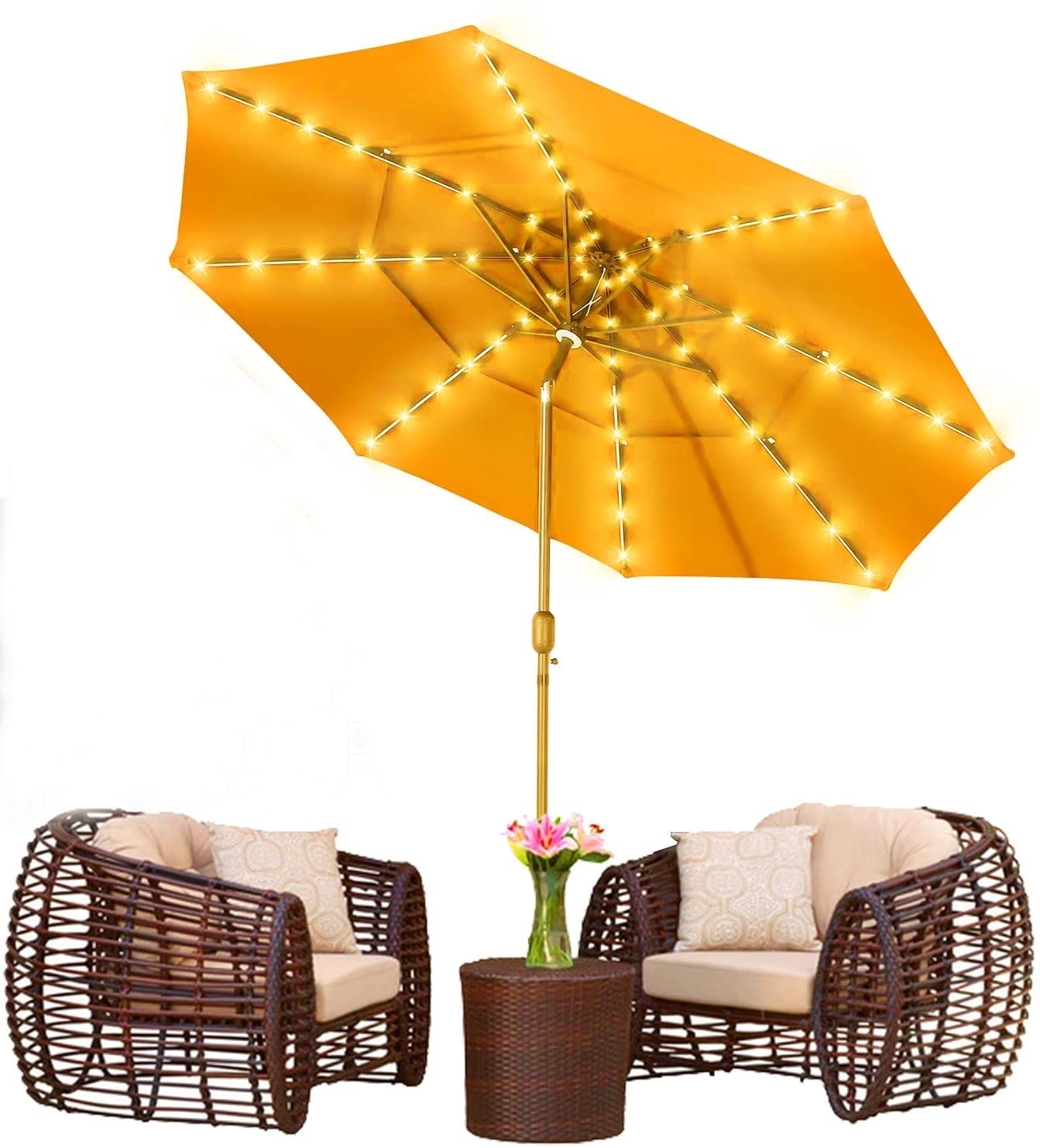 **8 Mode LED Patio Umbrella Lights with Remote Control - Waterproof Cordless Parasol String Lights for 7ft-10ft Umbrella - Battery Operated Outdoor Garden & Backyard Decoration - Perfect for Parties, BBQ, and Evening Relaxation**