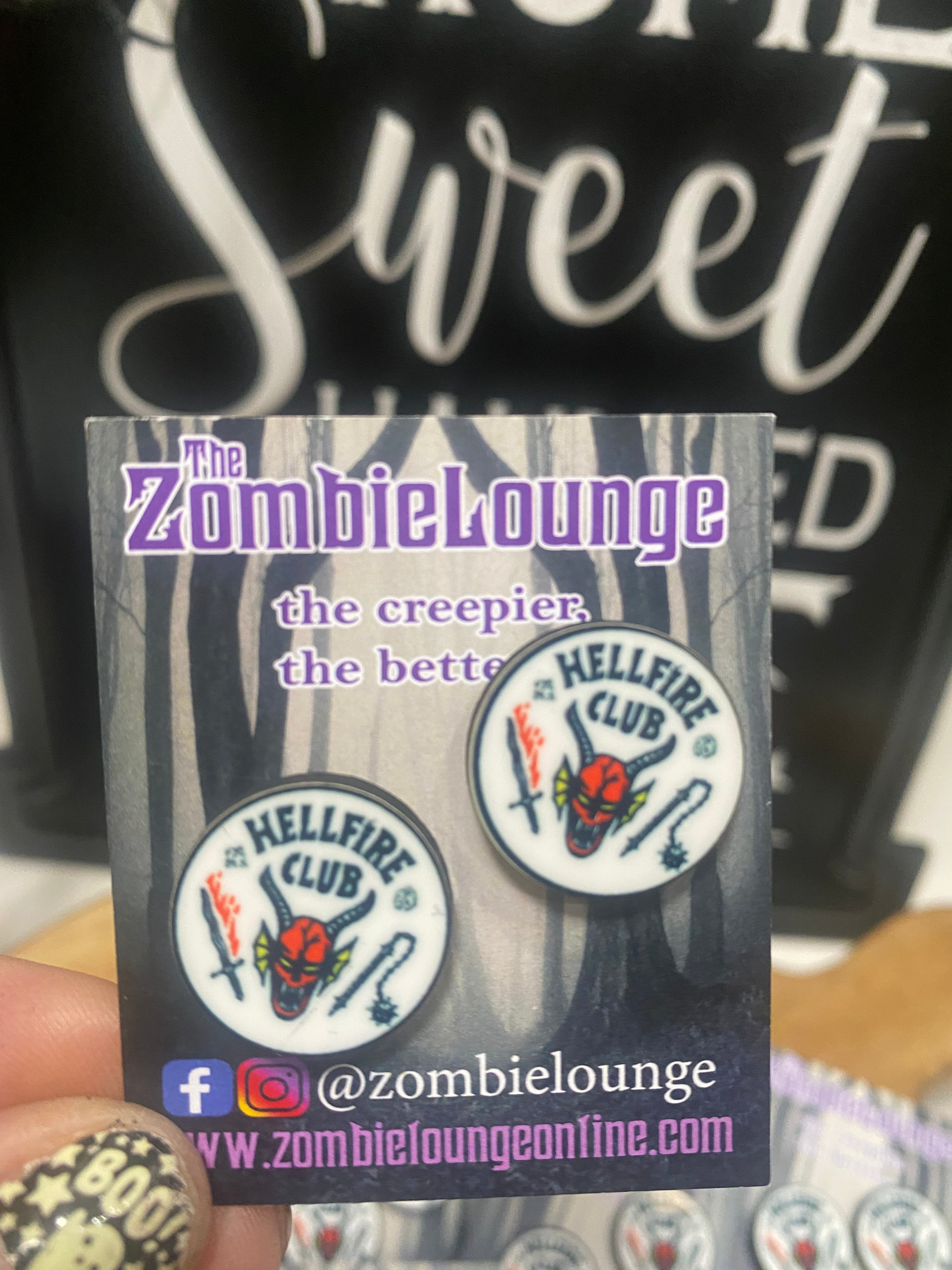 Hell Club Earrings for Women - Gothic Punk Rock Jewelry - Stainless Steel Hoop Earrings for Night Out, Concert, and Party