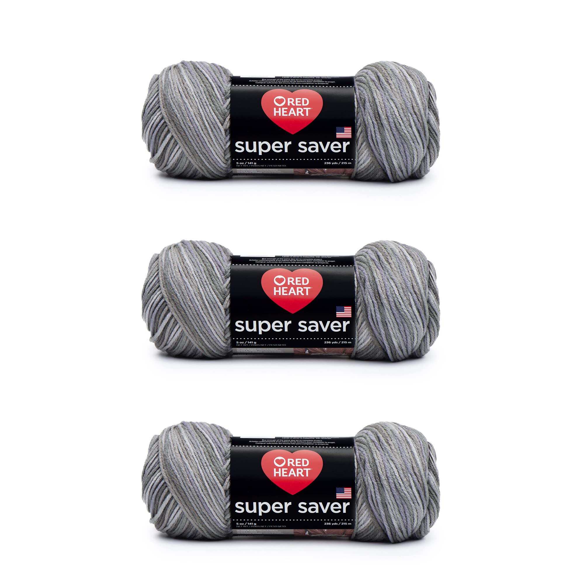 Red Heart Super Saver Yarn 3-Pack - Dove Gray (3 Count) | Soft Acrylic Yarn for Knitting & Crocheting | Perfect for Blankets, Scarves & DIY Crafts