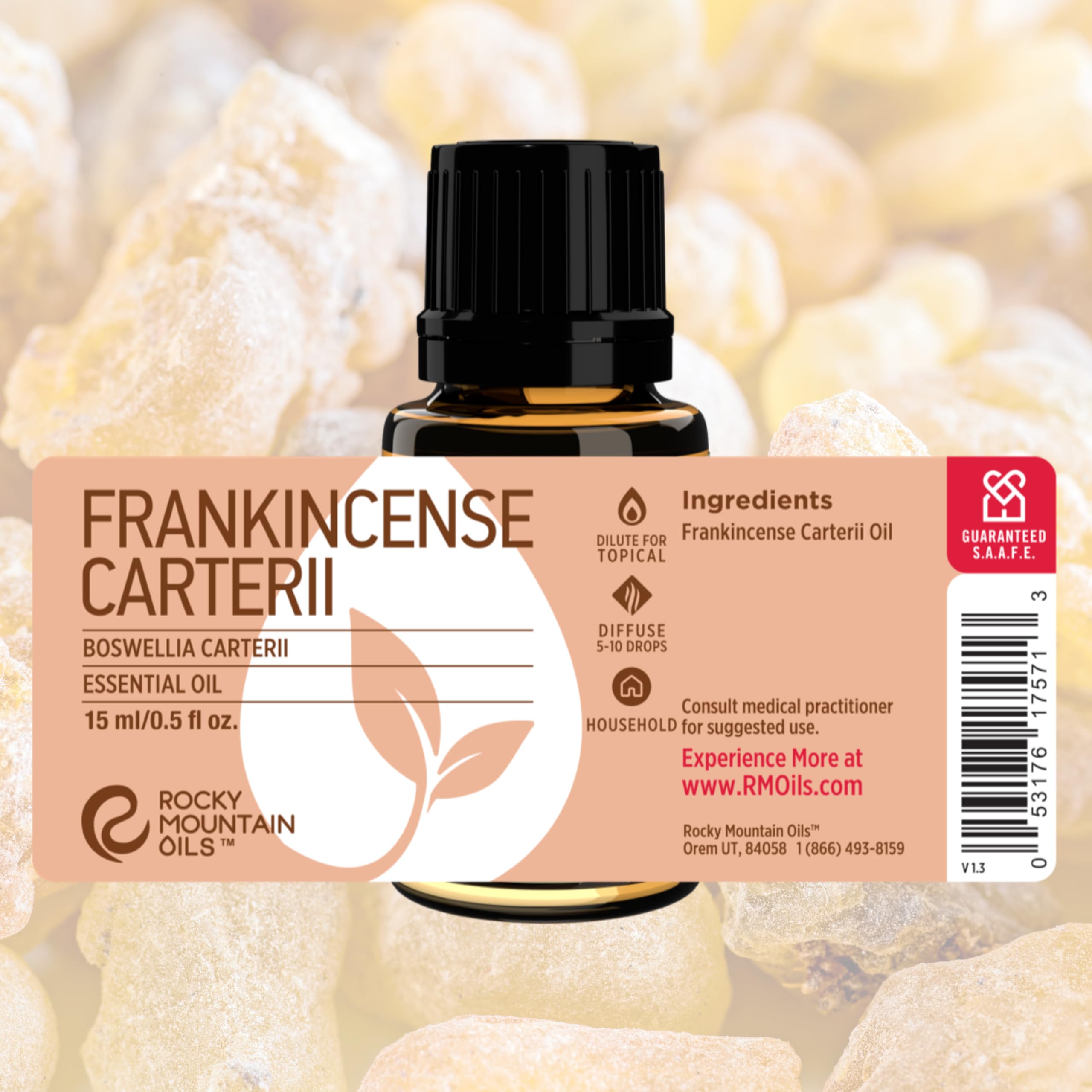 Rocky Mountain Oils Frankincense Carterii Essential Oil 15ml - 100% Pure Therapeutic Grade for Aromatherapy, Diffuser & Massage | Stress Relief & Meditation Aid