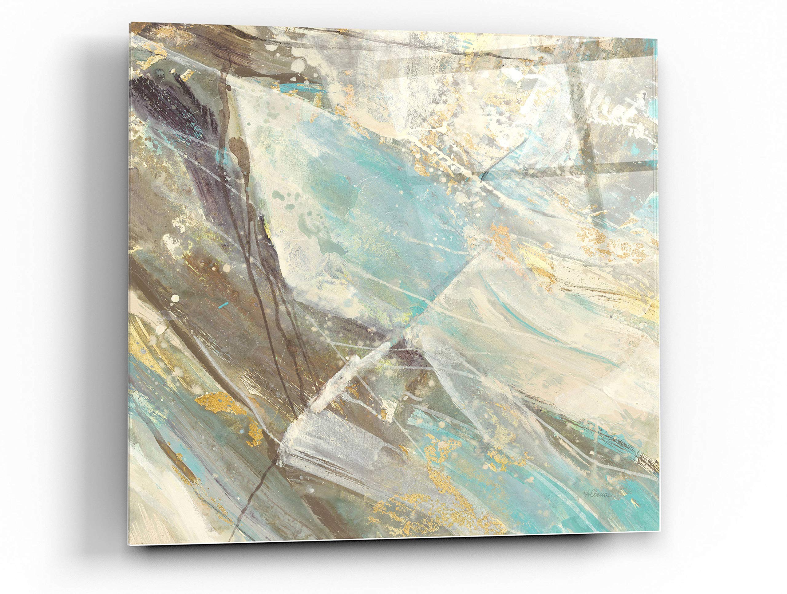Albena Hristova 'Blue Water I' Acrylic Glass Wall Art - 24x24 Inch Modern Abstract Painting for Living Room, Bedroom & Office Decor