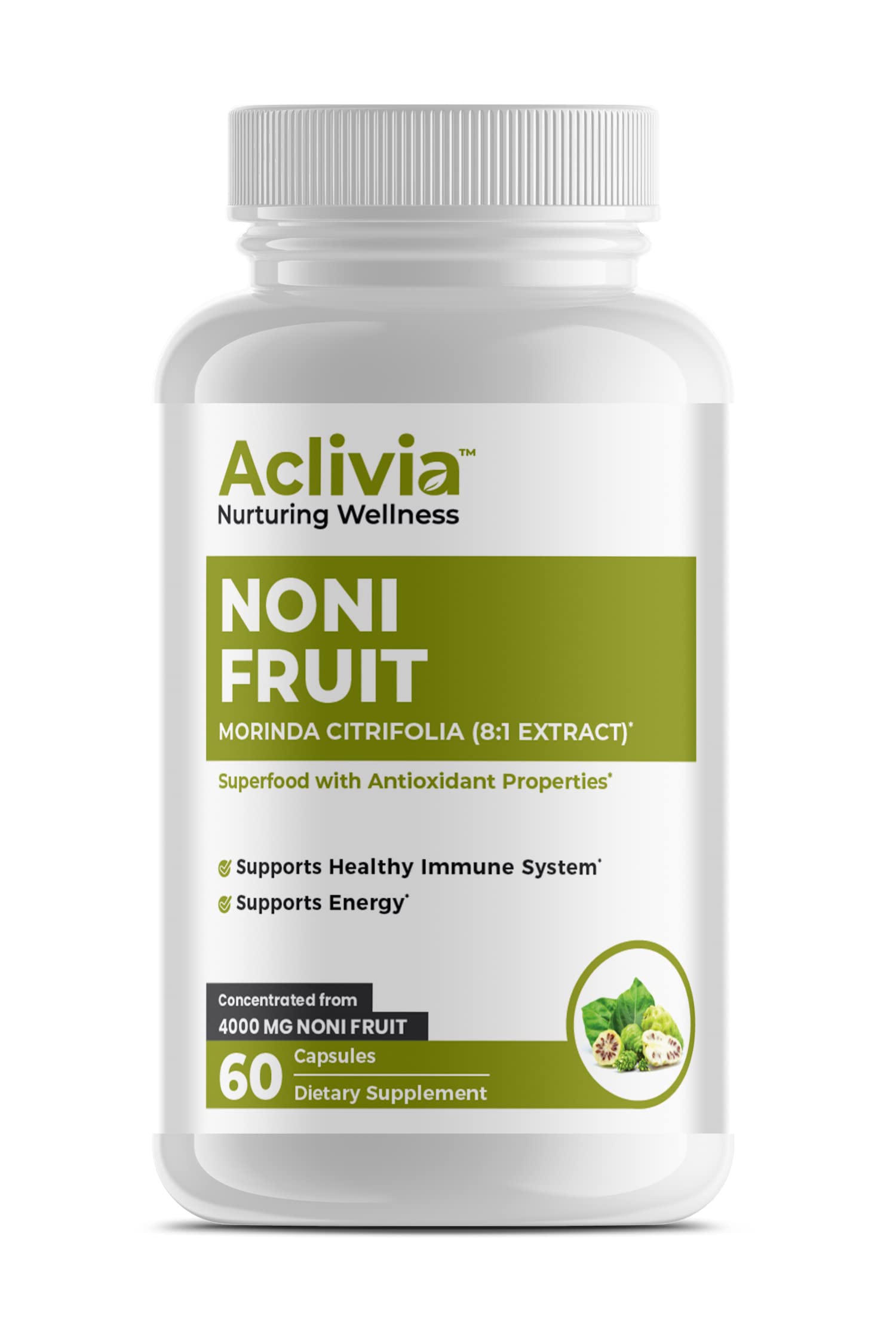 Organic Hawaiian Noni Fruit Capsules 4000mg - Pure Morinda Citrifolia Supplement for Immune Support - Non-GMO, Gluten-Free, Vegan, Made in USA (60 Capsules) - Boost Energy & Wellness Naturally