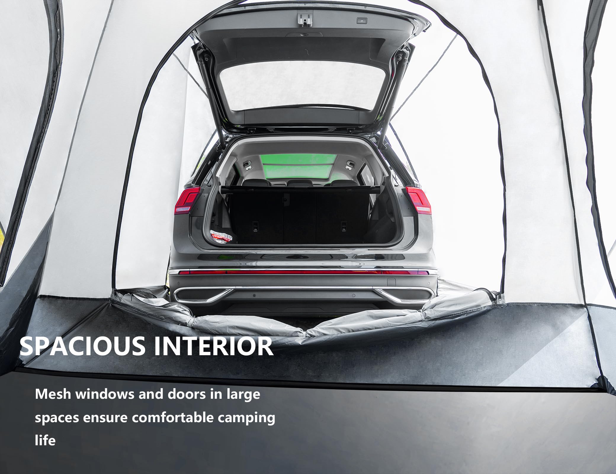 6 Person SUV Tent for Camping - Double Layer PU3000mm Waterproof & UPF 50+ UV Protection Car Tent with Rainfly & Storage Bag (10x10FT) - Perfect for Family Road Trips, Outdoor Adventures & Beach Camping