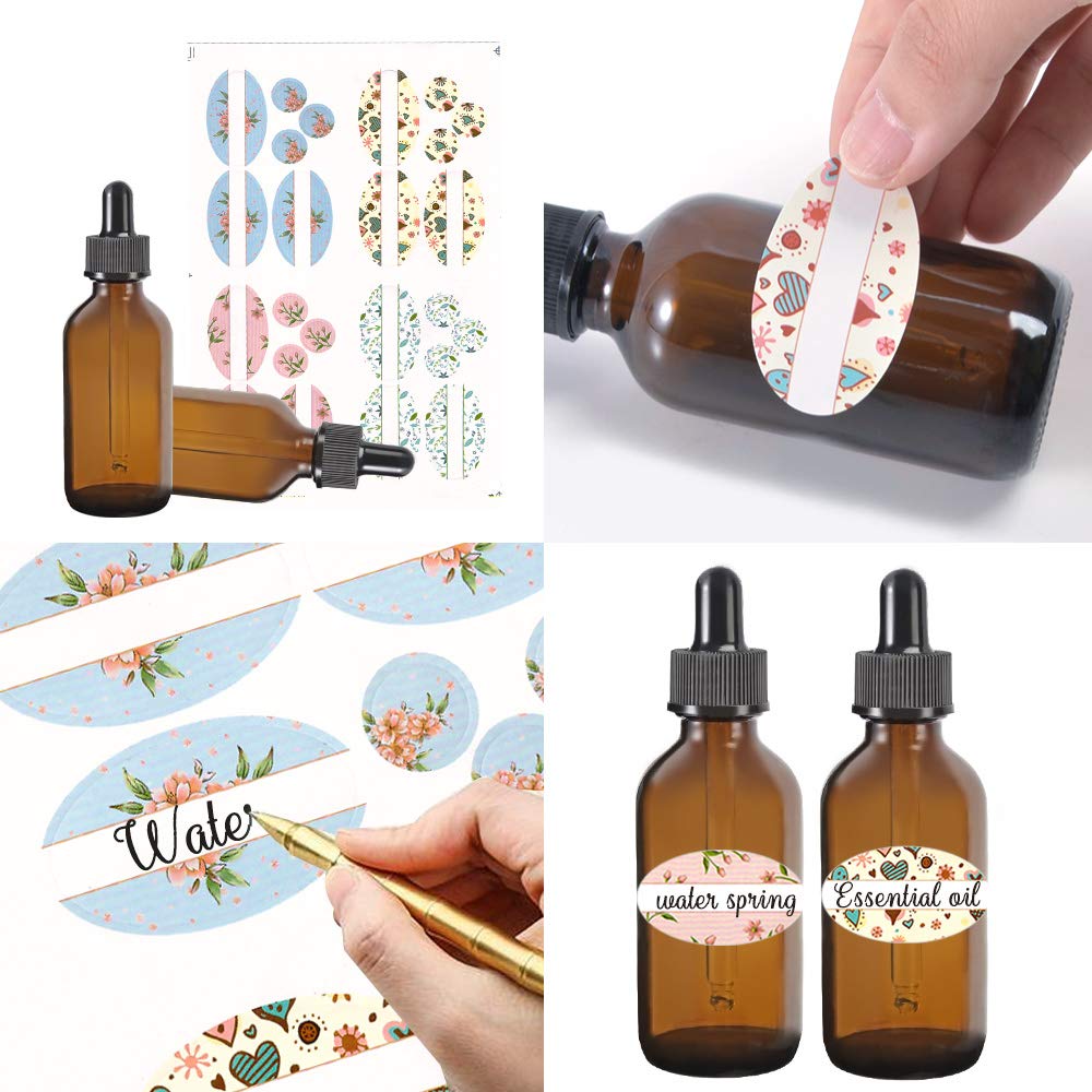 STARSIDE 12 Pack 2 oz (60ml) Amber Glass Dropper Bottles with Black Caps - Essential Oil Bottles, Perfume Containers, Lab Chemical Storage - Includes 1 Brush, 2 Funnels & 24 Labels - Perfect for DIY Aromatherapy, Skincare Mixing & Home Fragrance Crafting
