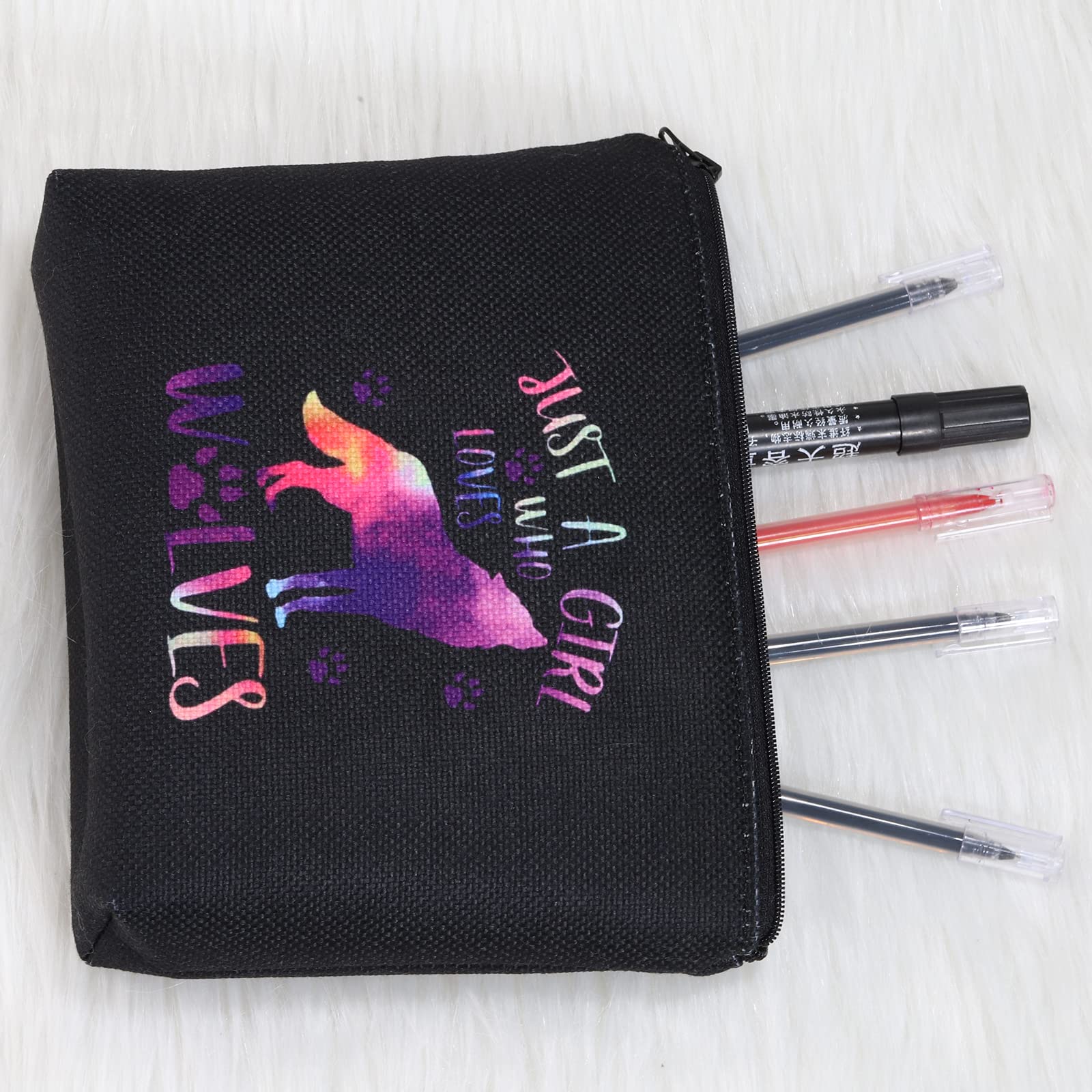 Howling Wolf Makeup Bag - Wolf Lover Gift, Cosmetic Zipper Pouch, Travel Toiletry Bag for Women - Perfect for Travel, Gym & Daily Essentials (Black Wolf Design)