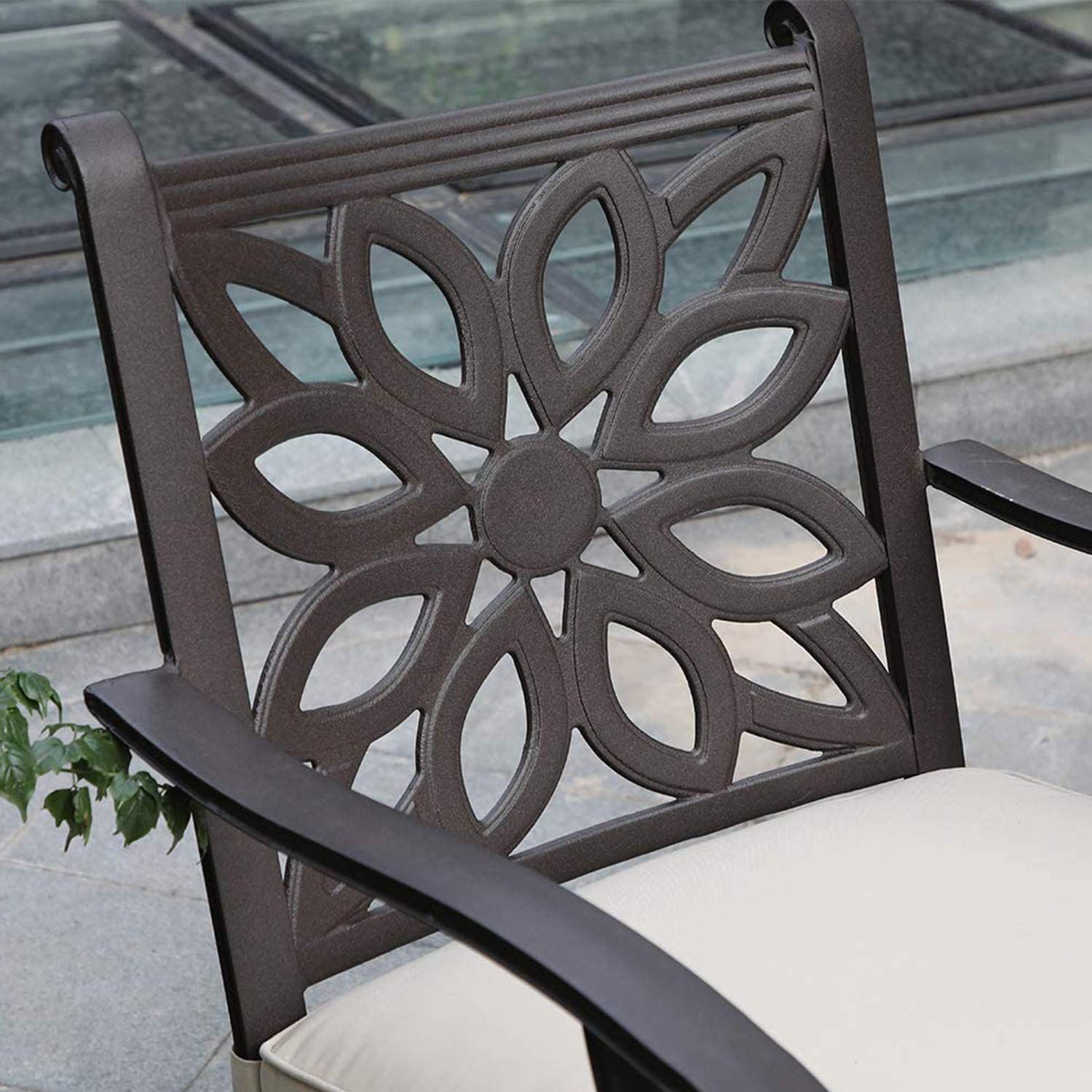 PHI VILLA 2-Piece Outdoor Swivel Rocking Patio Dining Chairs Set - Heavy Duty Cast Aluminum with Cushions - Extra Wide Comfortable Seating for Garden, Poolside, Deck & Backyard Relaxation