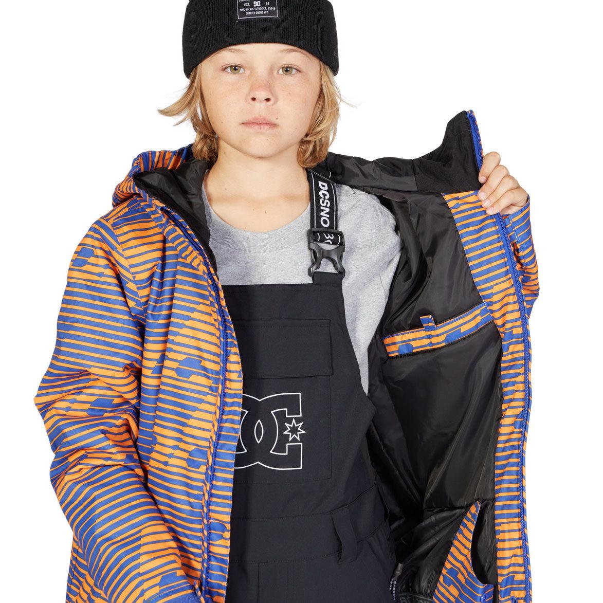 DC Propaganda Kids' Blue & Orange Snow Jacket - Waterproof Winter Coat for Boys & Girls - Perfect for Skiing, Snowboarding & Outdoor Adventures