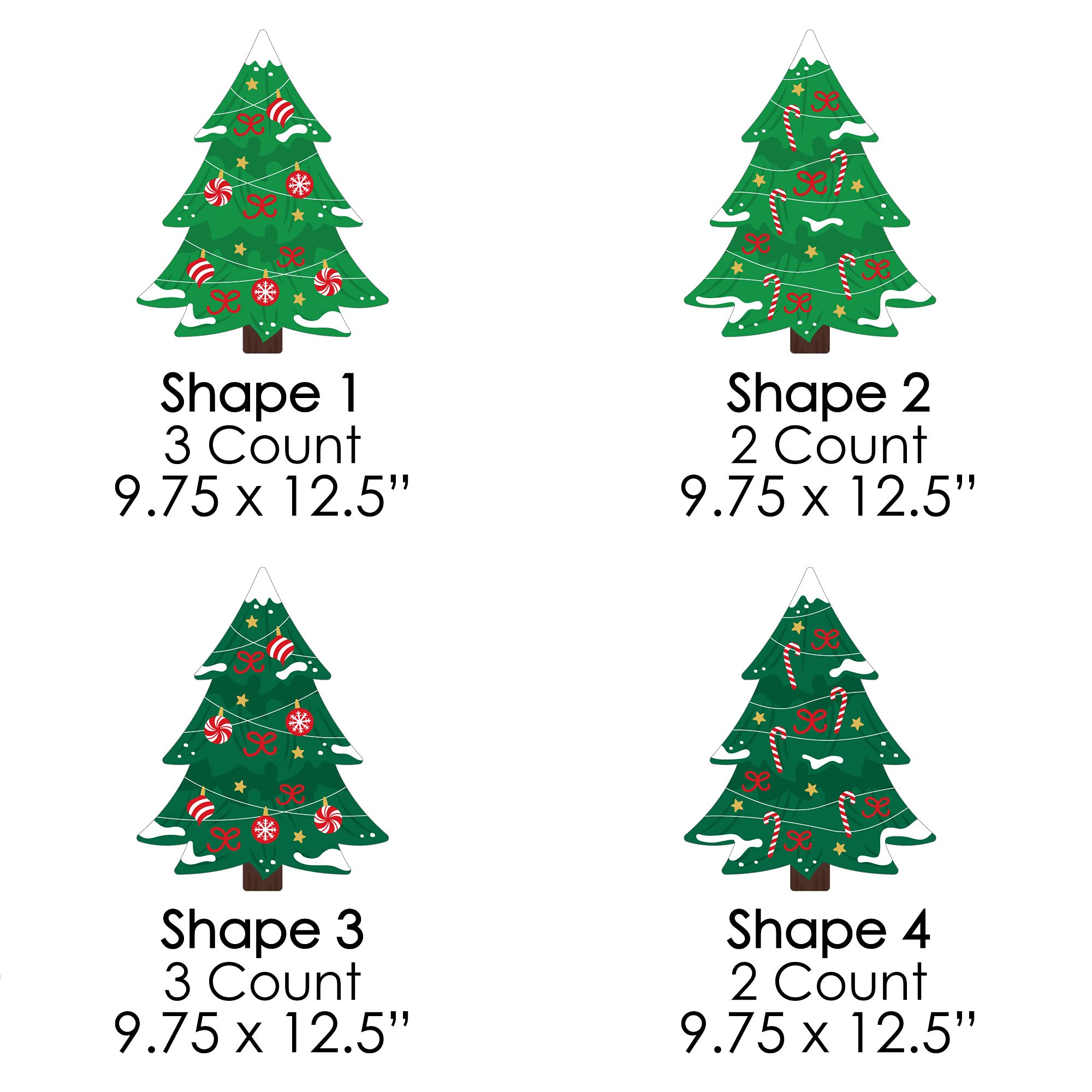 Big Dot of Happiness Snowy Christmas Trees - Classic Outdoor Holiday Lawn Decorations for Christmas Party & Yard Decor - 10 Piece Set - Perfect for Front Yard, Garden, and Festive Seasonal Displays