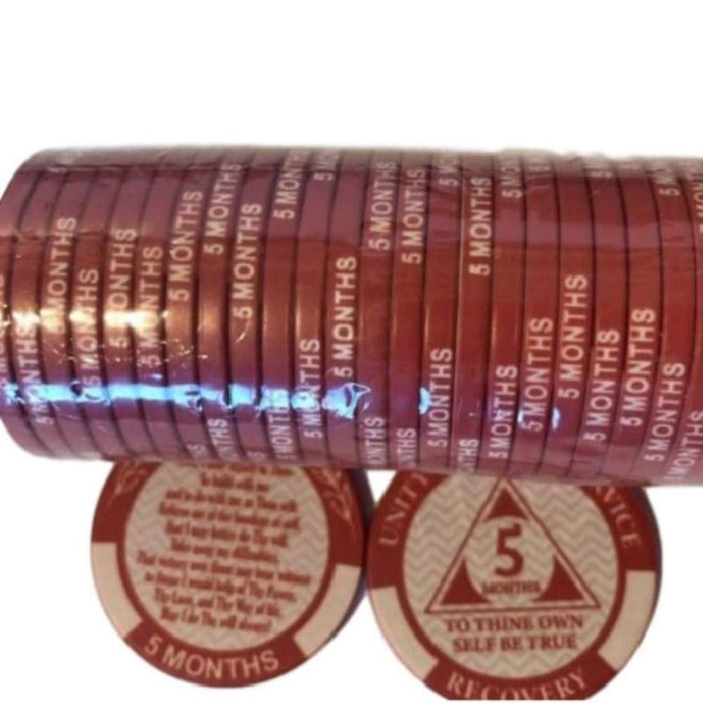 5 Month AA Sobriety Chip - 150 Day Recovery Token with Third Step Prayer Engraved - Motivational AA Coins for Alcoholics Anonymous Meetings & Personal Milestones