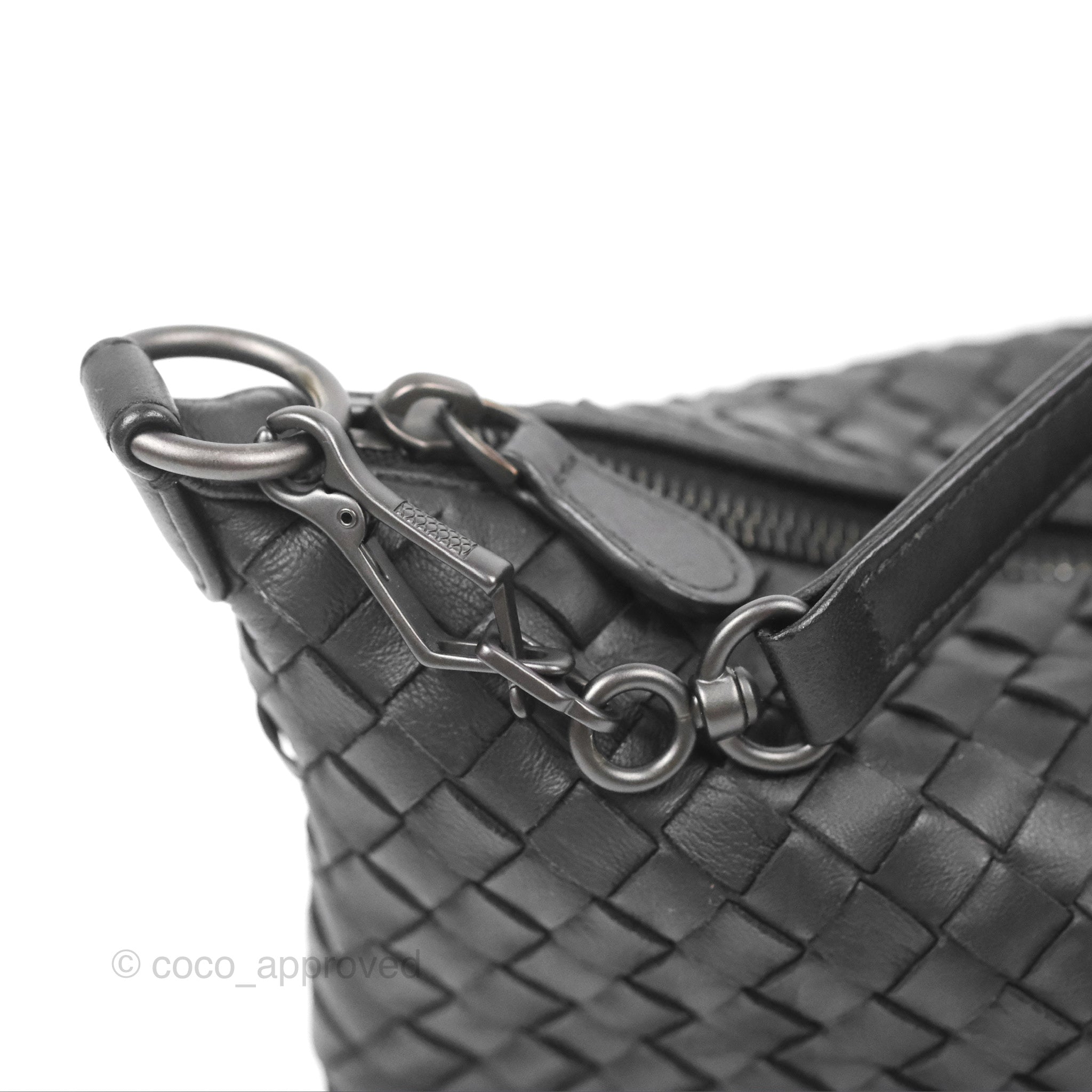 Bottega Veneta Black Nappa Intrecciato Leather Shoulder Bag for Women | Luxury Designer Handbag for Work, Travel & Everyday Use