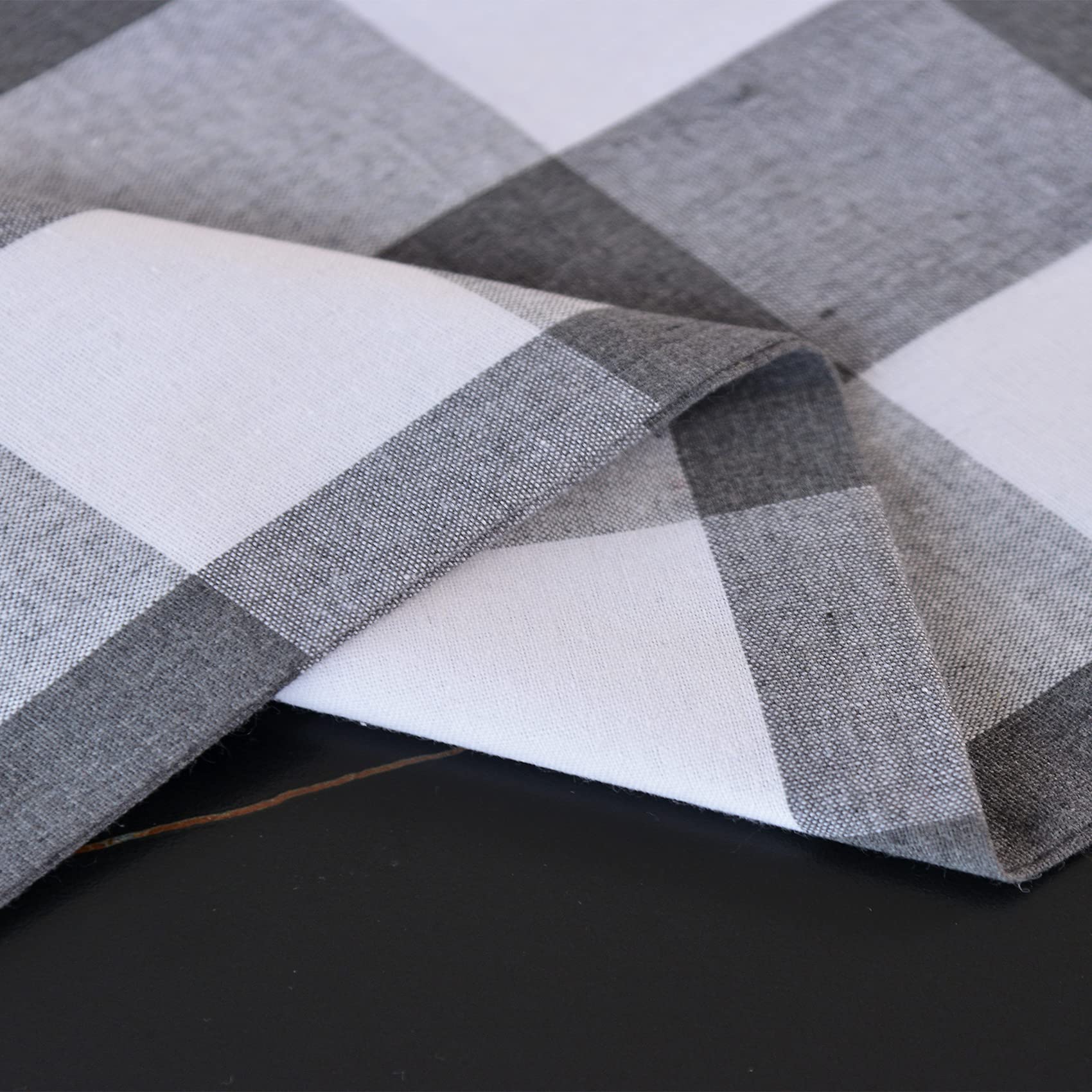 Buffalo Check Table Runner - Grey & White 2-Sided Cotton Tablecloth (12