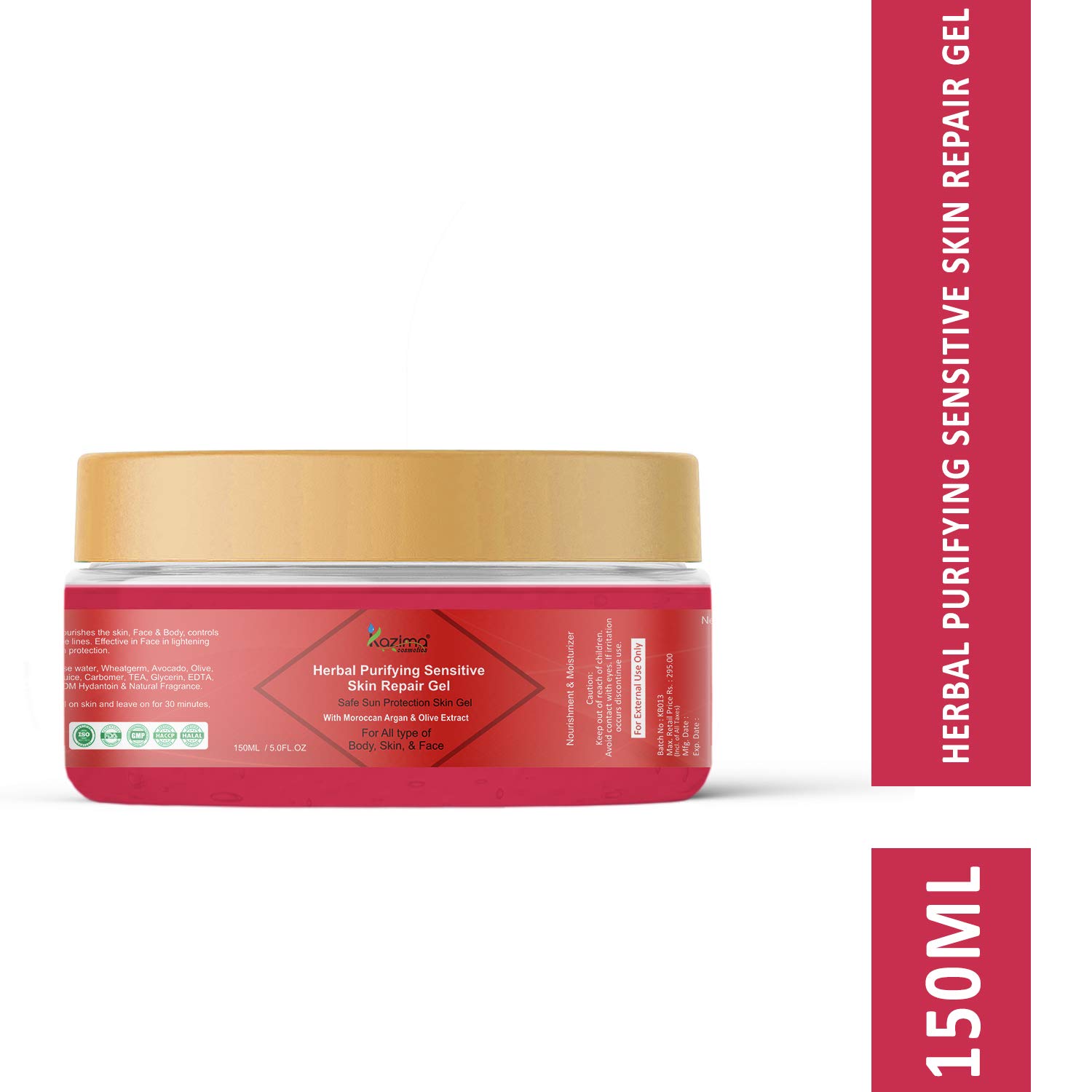 KAZIMA Herbal Purifying Sensitive Skin Repair Gel - Sulfate-Free, Paraben-Free Sun Protection for Face & Body | Soothing & Hydrating for Sensitive Skin | Perfect for Daily Use, Sun Exposure & Post-Sun Care (150ml)