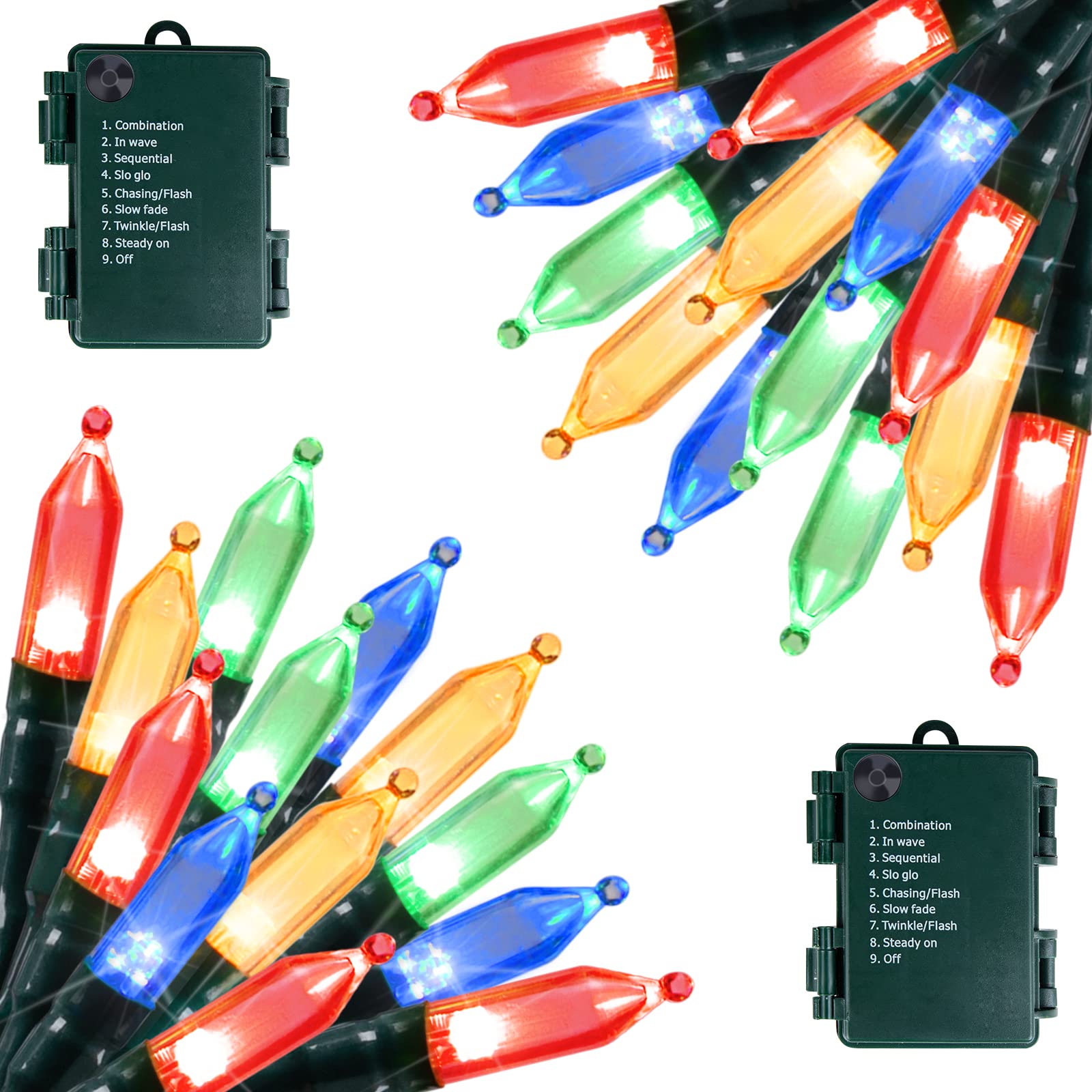 50 LED Battery Operated Christmas Lights - 2 Pack 18ft Waterproof Mini String Lights with 8 Lighting Modes | Indoor/Outdoor Holiday Decor for Xmas Tree, Party, Garden, Patio & Home Decoration (Multicolor)