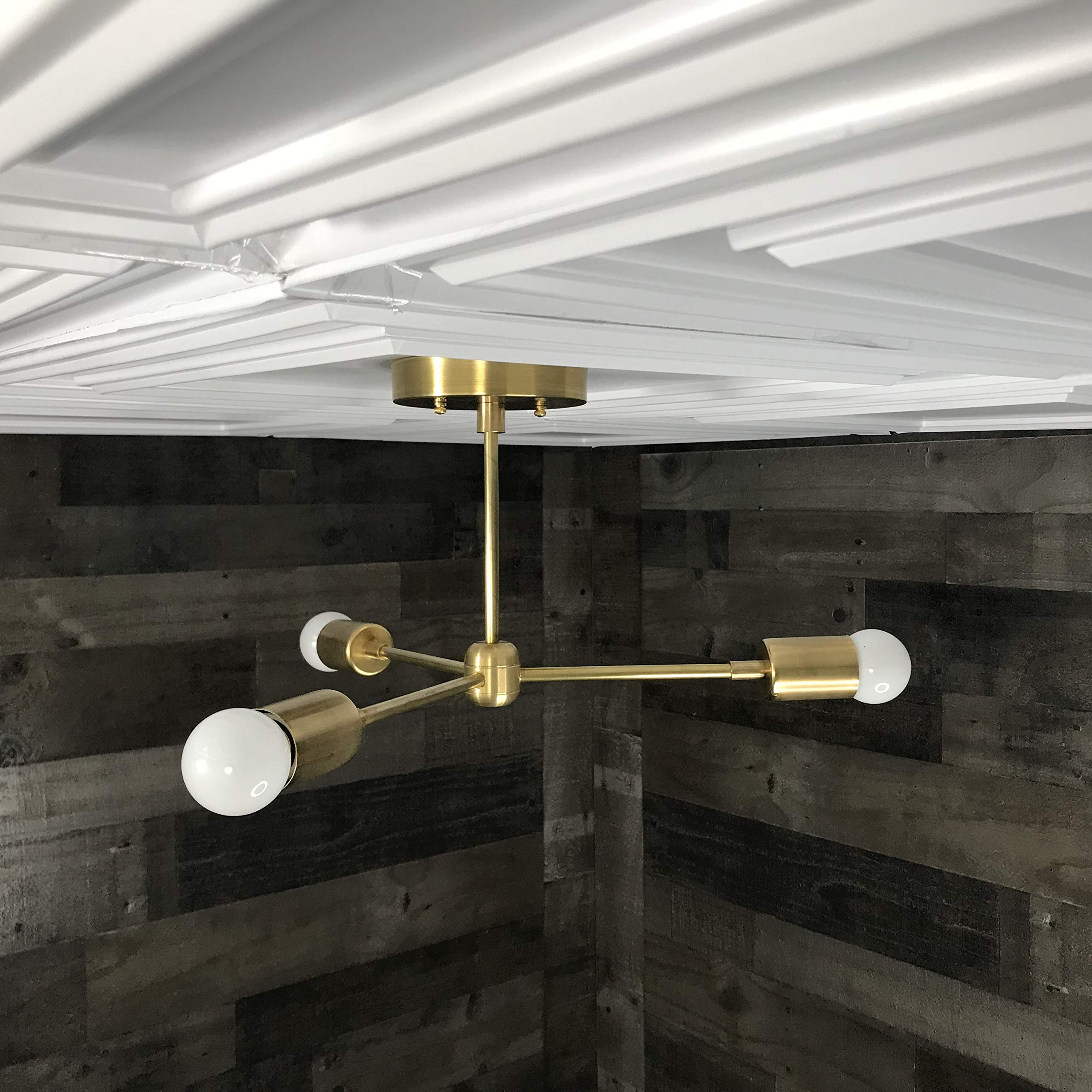 Atlas Modern Chandelier - 3 Light Sputnik Mid Century Industrial Ceiling Fixture for Dining Room, Living Room & Bedroom Lighting