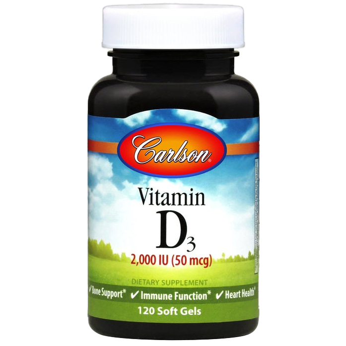 Carlson Labs Vitamin D3 2000 IU Softgels - 120 Count for Immune Support & Bone Health | Daily Supplement for Adults & Kids