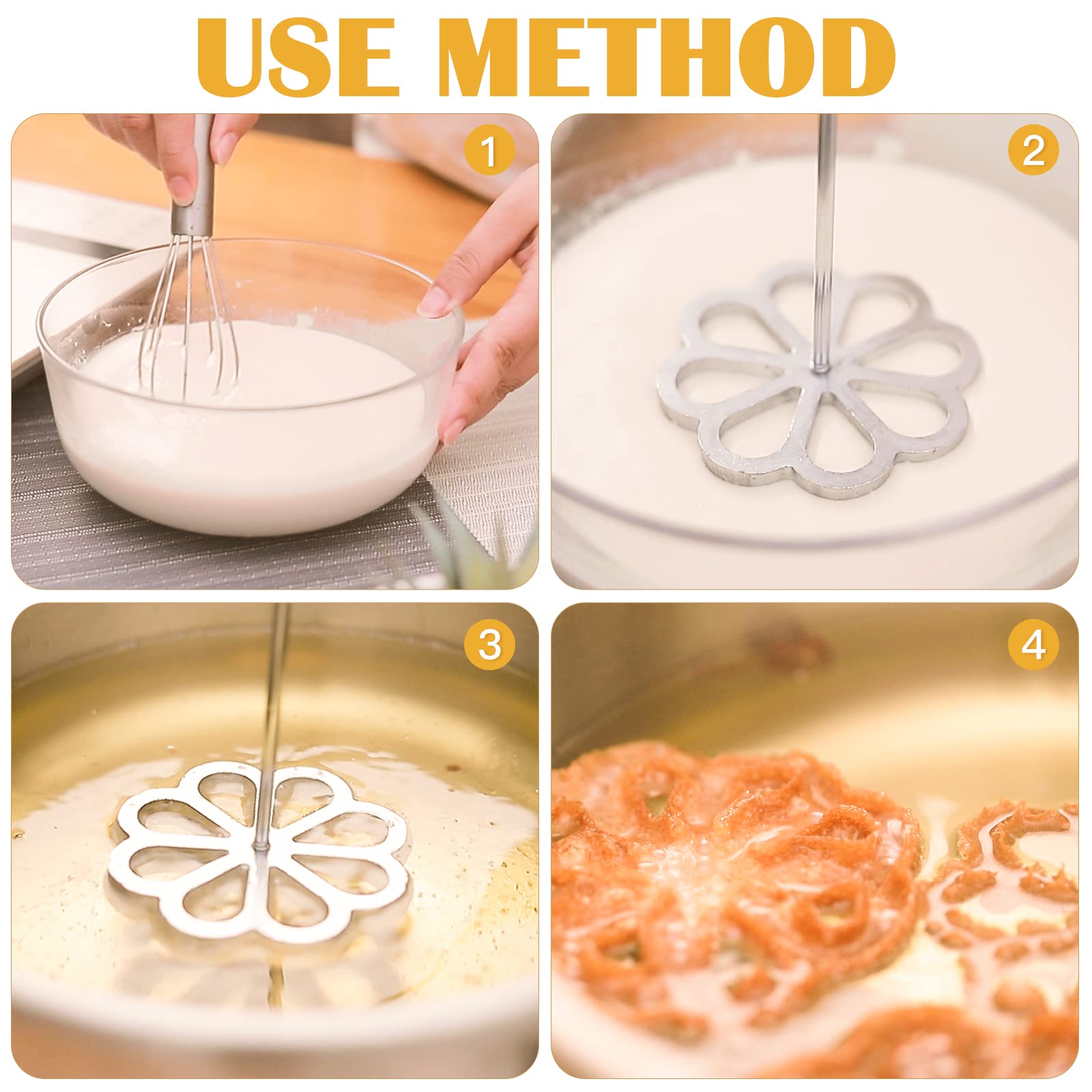 Premium Flower Rosette Iron Waffle Molds Set - Lotus Cookie Pastry Maker with Handle for Desserts, Biscuits, Cakes & Waffles | Perfect for Home Baking, Party Treats & Holiday Cookie Decorating
