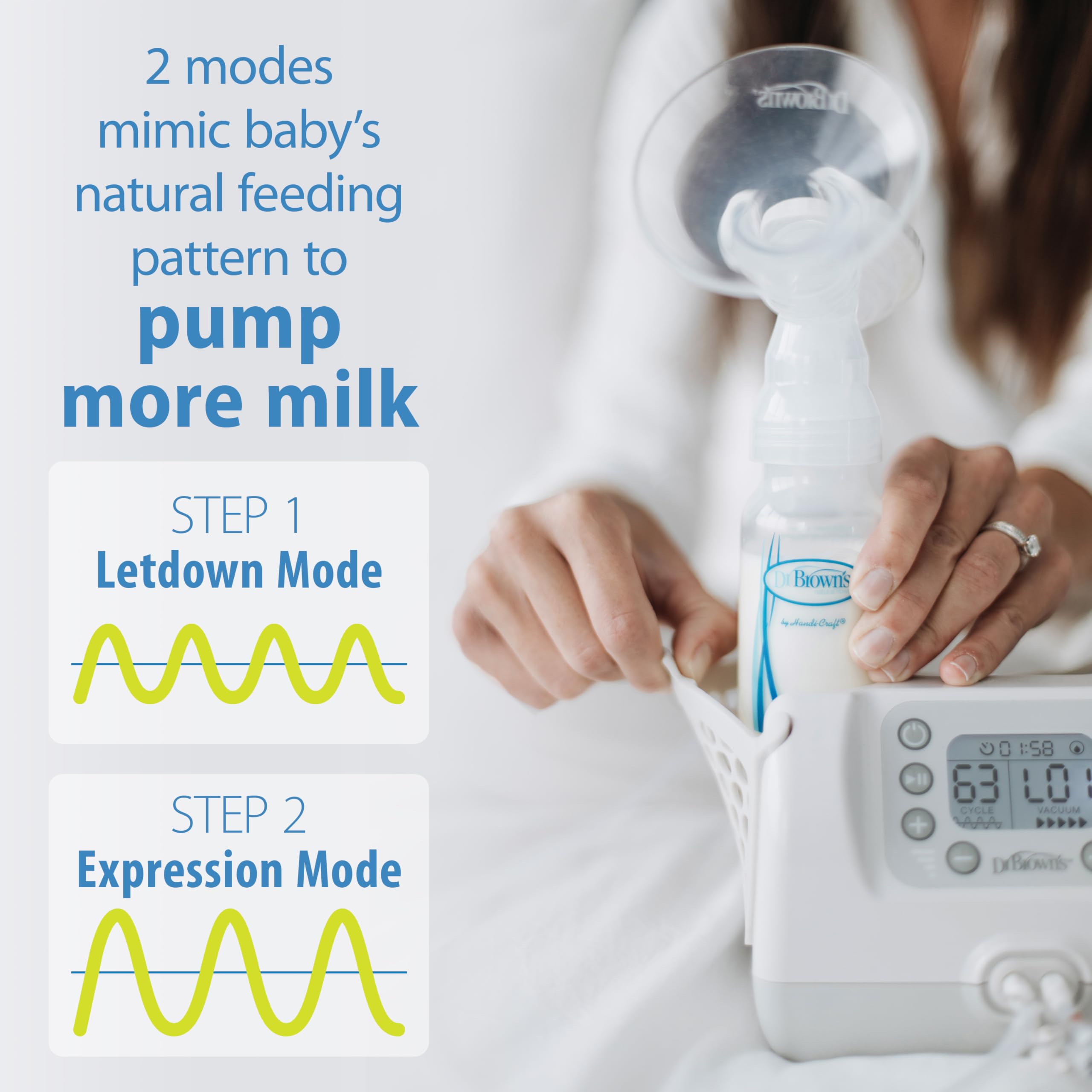 Dr. Brown's Customflow Hospital Strength Double Electric Breast Pump - Adjustable Suction & Speed, Includes 4oz Bottles, Flanges & Accessories - Ideal for Working Moms & Breastfeeding at Home or Travel