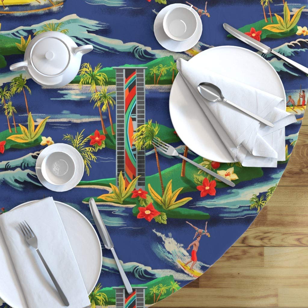 Custom Tropical Island Vacation Surfing Summer Canoe Hawaiian Print 90