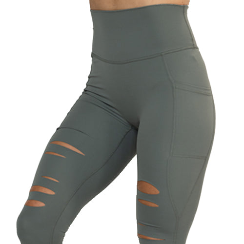 Tear It Up 2.0 High-Waisted Yoga Leggings | Dried Sage Color | Perfect for Workouts, Running & Lounge Wear