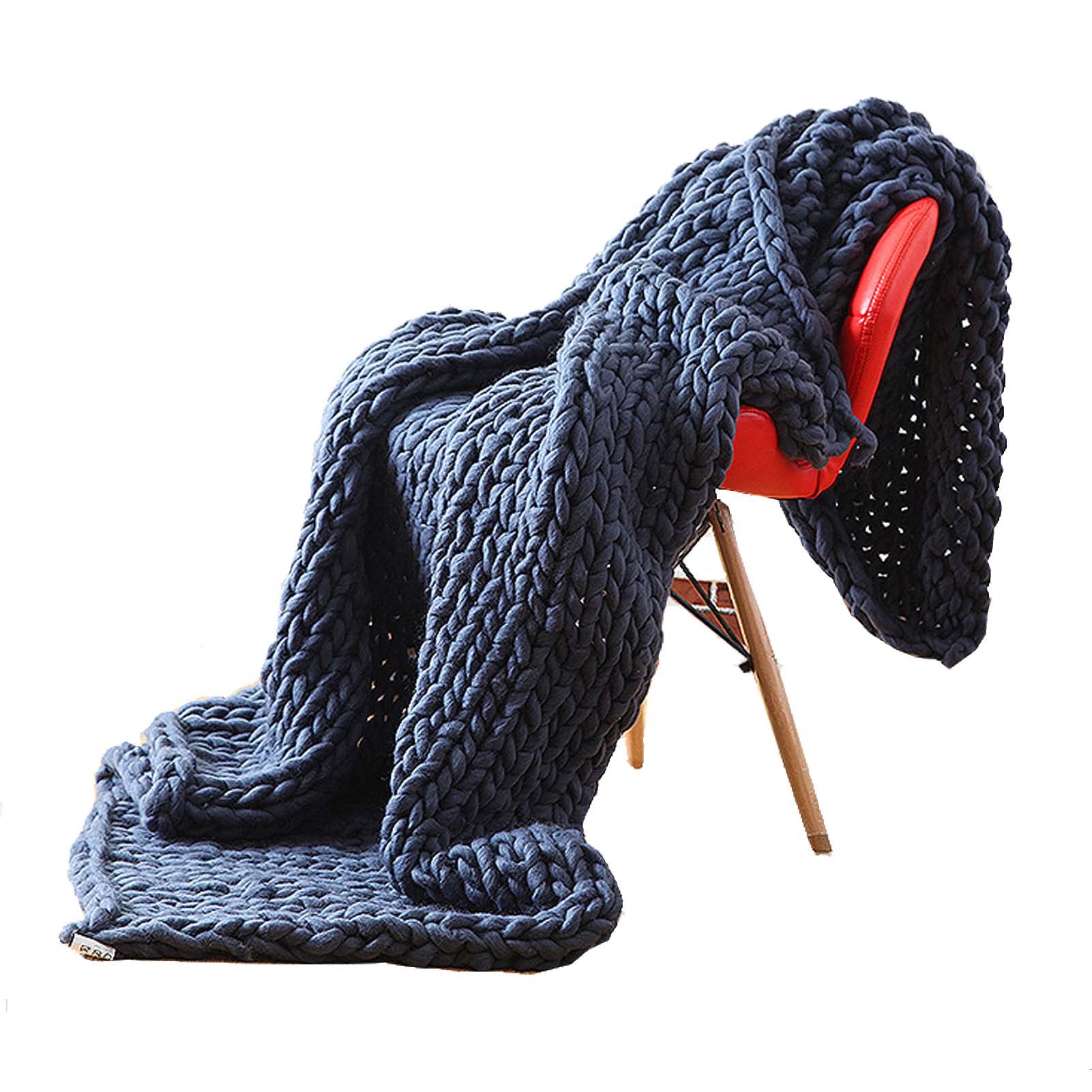 47x59in Handmade Chunky Knit Blanket - Soft Warm Cozy Oversized Throw for Couch, Sofa & Bed - Machine Washable Bulky Yarn Blanket - Perfect for Living Room, Bedroom & Winter Nights