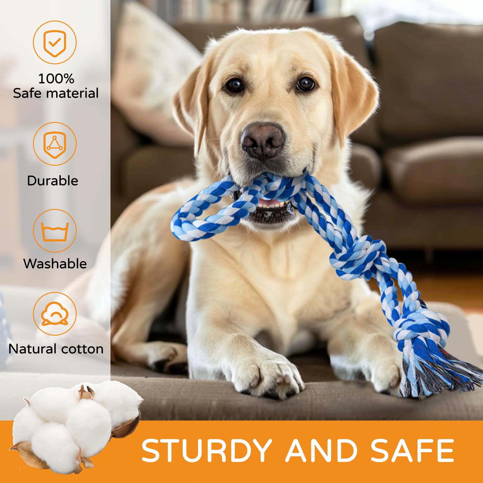 2 Pack Durable Dog Rope Toys for Medium & Large Breeds - Nearly Indestructible Chew Toys for Aggressive Chewers, Teeth Cleaning & Tug of War Play - Perfect for Boredom Relief & Interactive Playtime with Your Dog