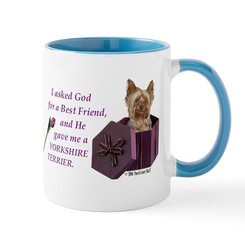 White/Blue Inside - God Gave Me A Yorkshire Terrier Mug ( Yorkie ) M