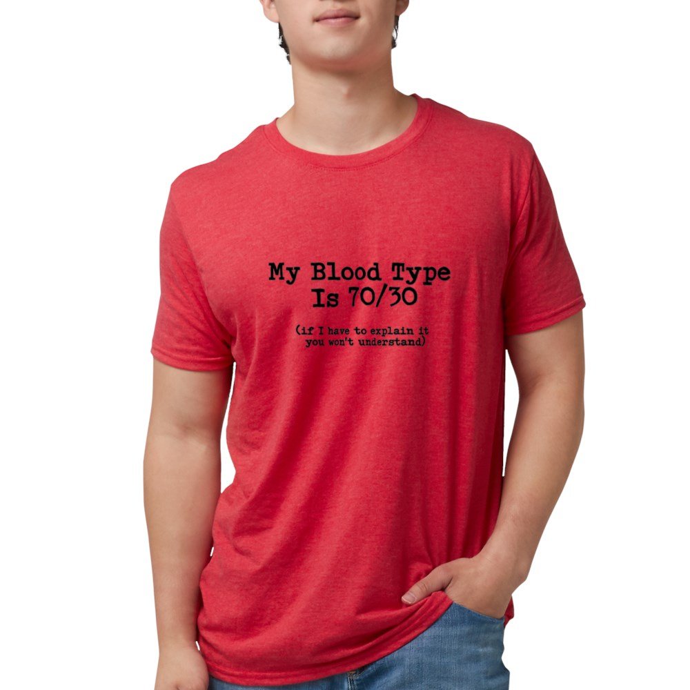 My Blood Type is 70/30 Tri-Blend Tee - Funny Coffee Lover Shirt