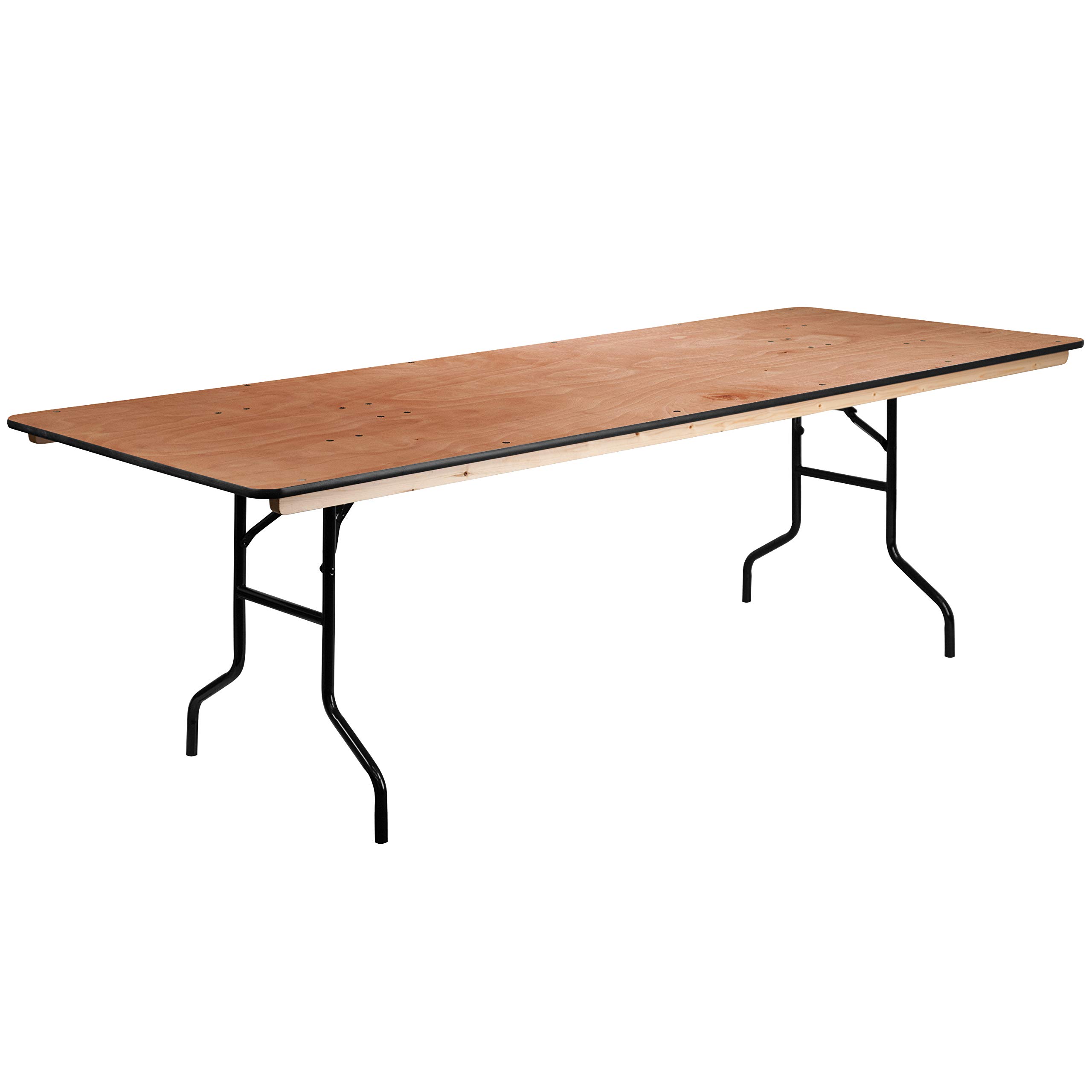 Flash Furniture Fielder 8-Foot Rectangular Wood Folding Table - Portable Banquet & Event Table with Wooden Top, Natural/Black - Perfect for Parties, Picnics, Craft Shows & Outdoor Gatherings